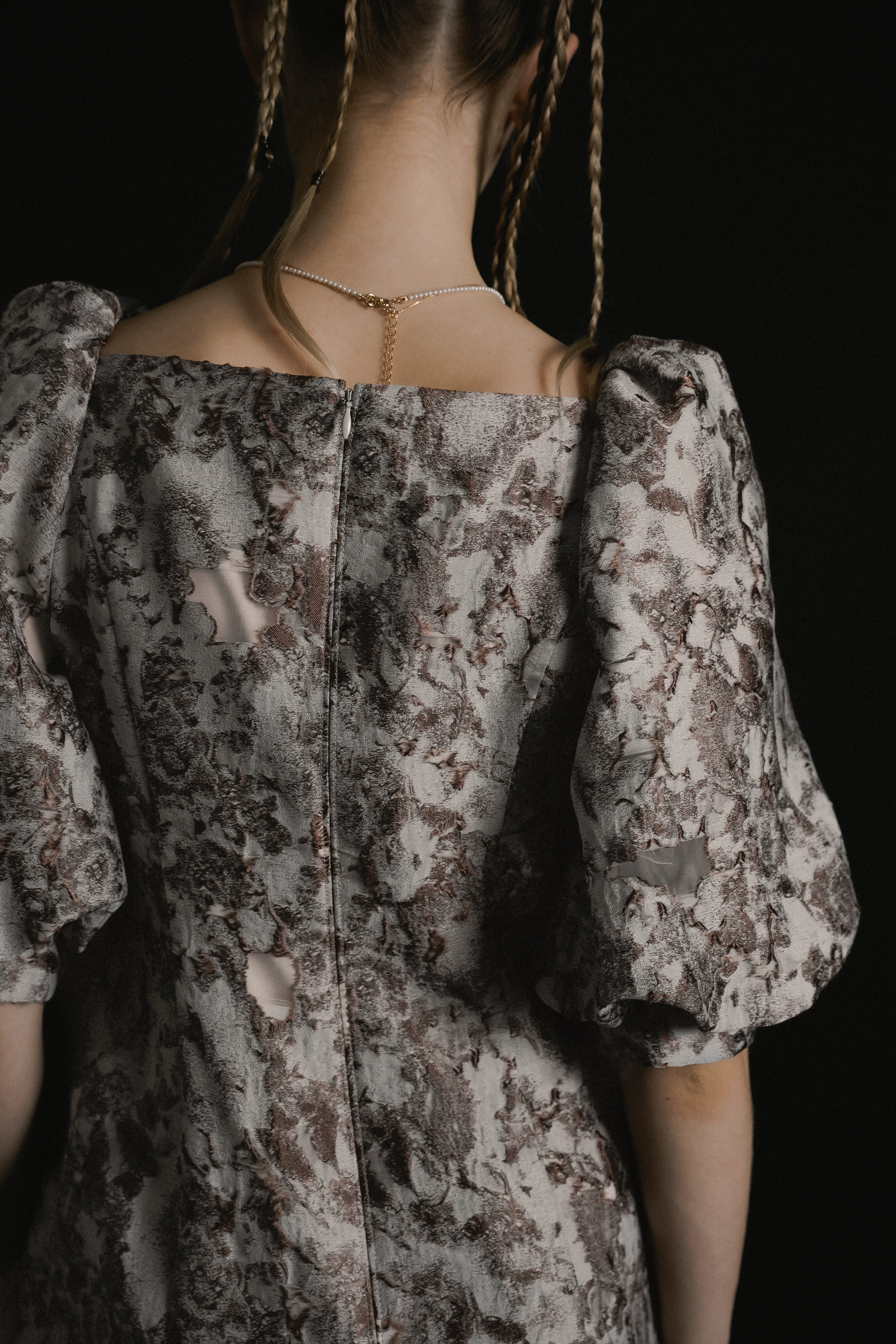 1071 Sheer Jacquard Organza Dress