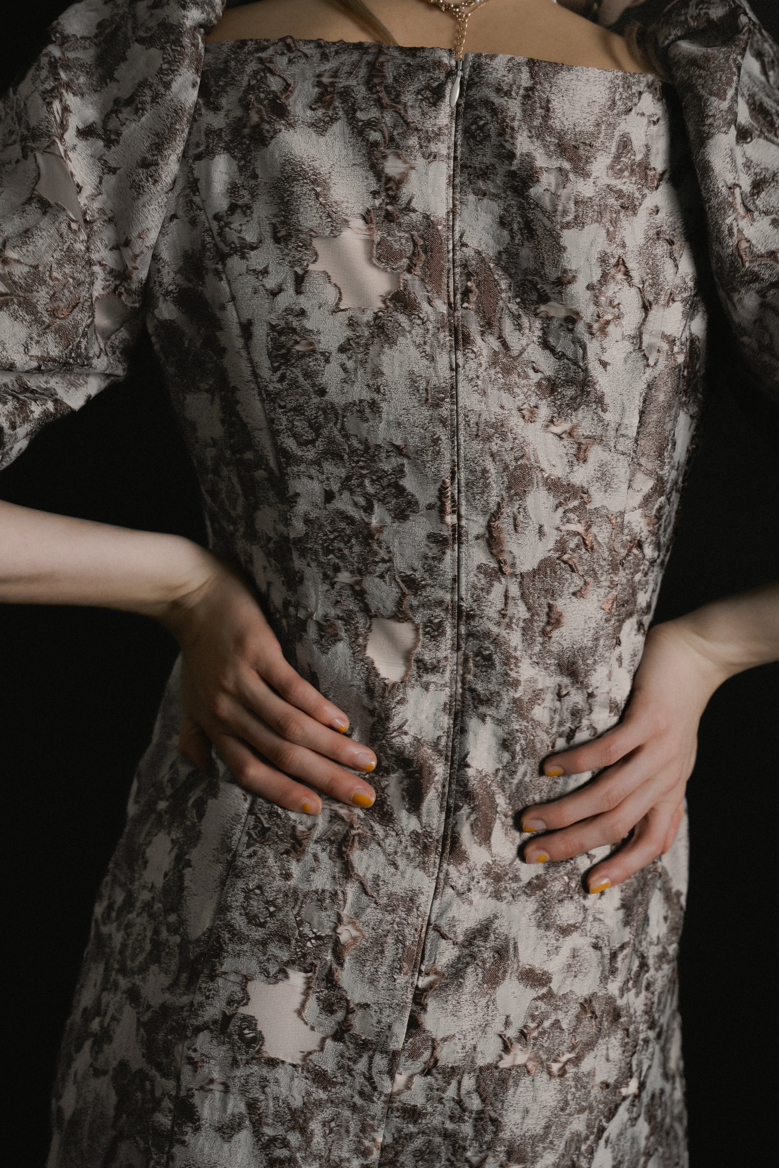 1071 Sheer Jacquard Organza Dress