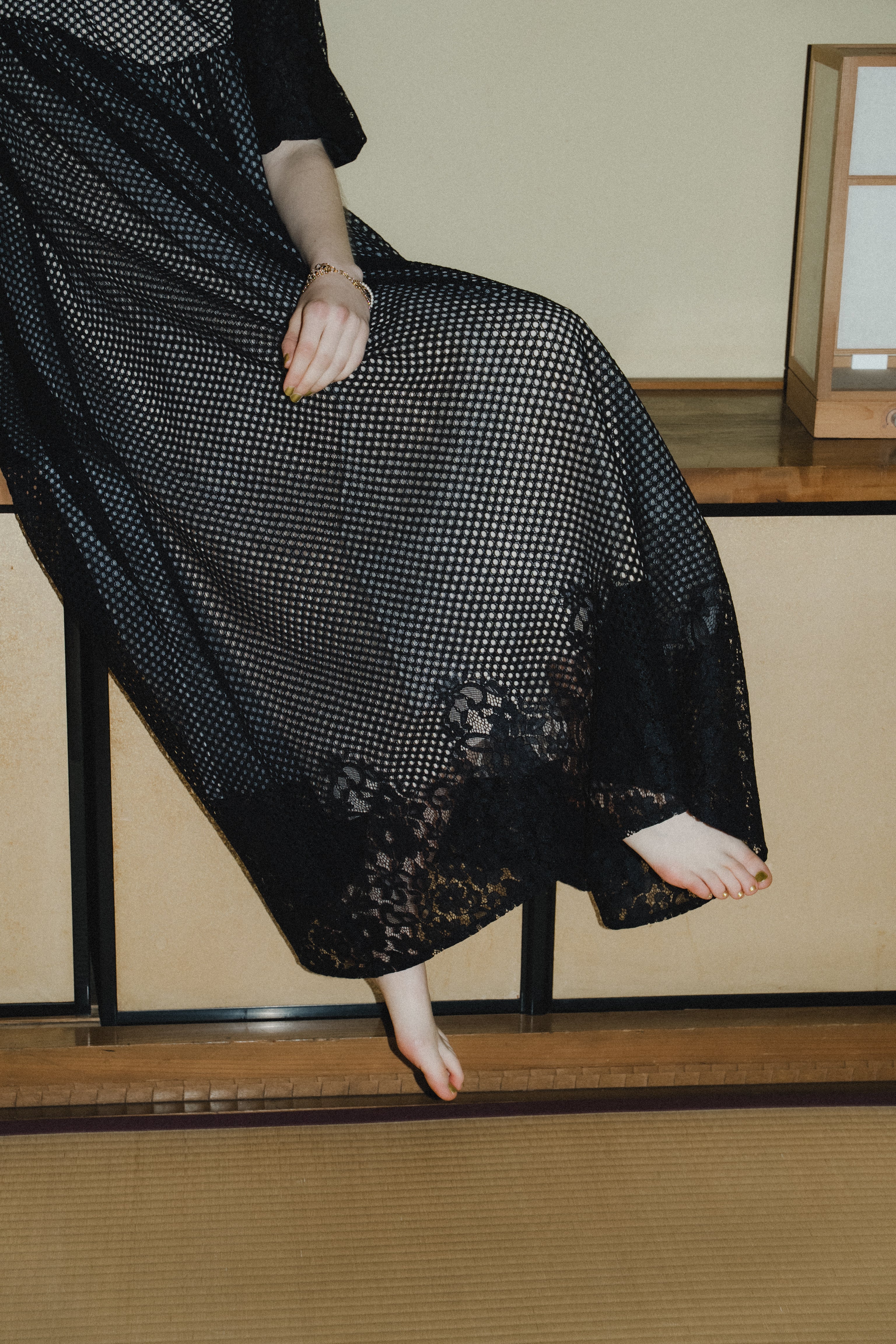 1114 Sheer Gingham Lace Dress
