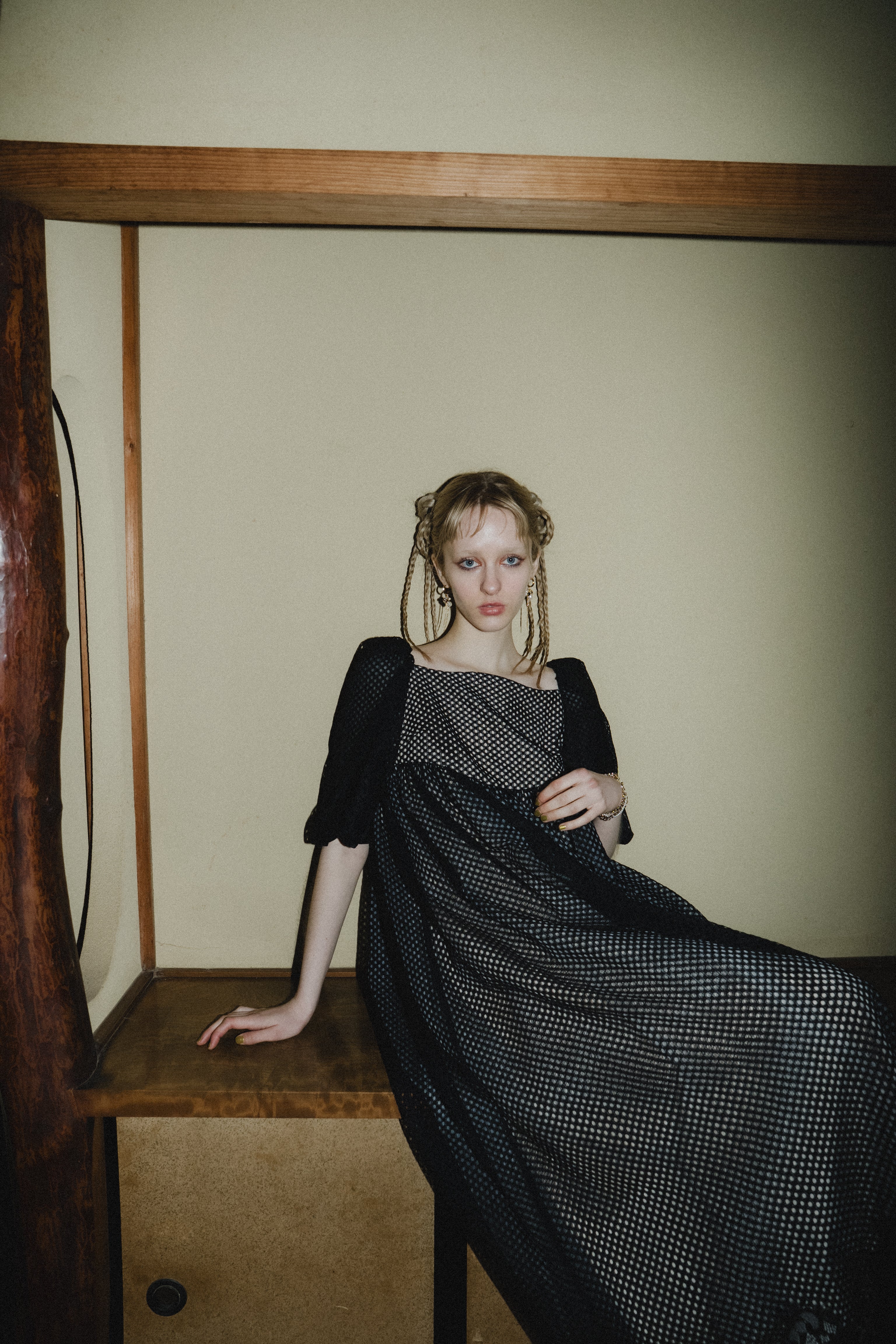 1114 Sheer Gingham Lace Dress