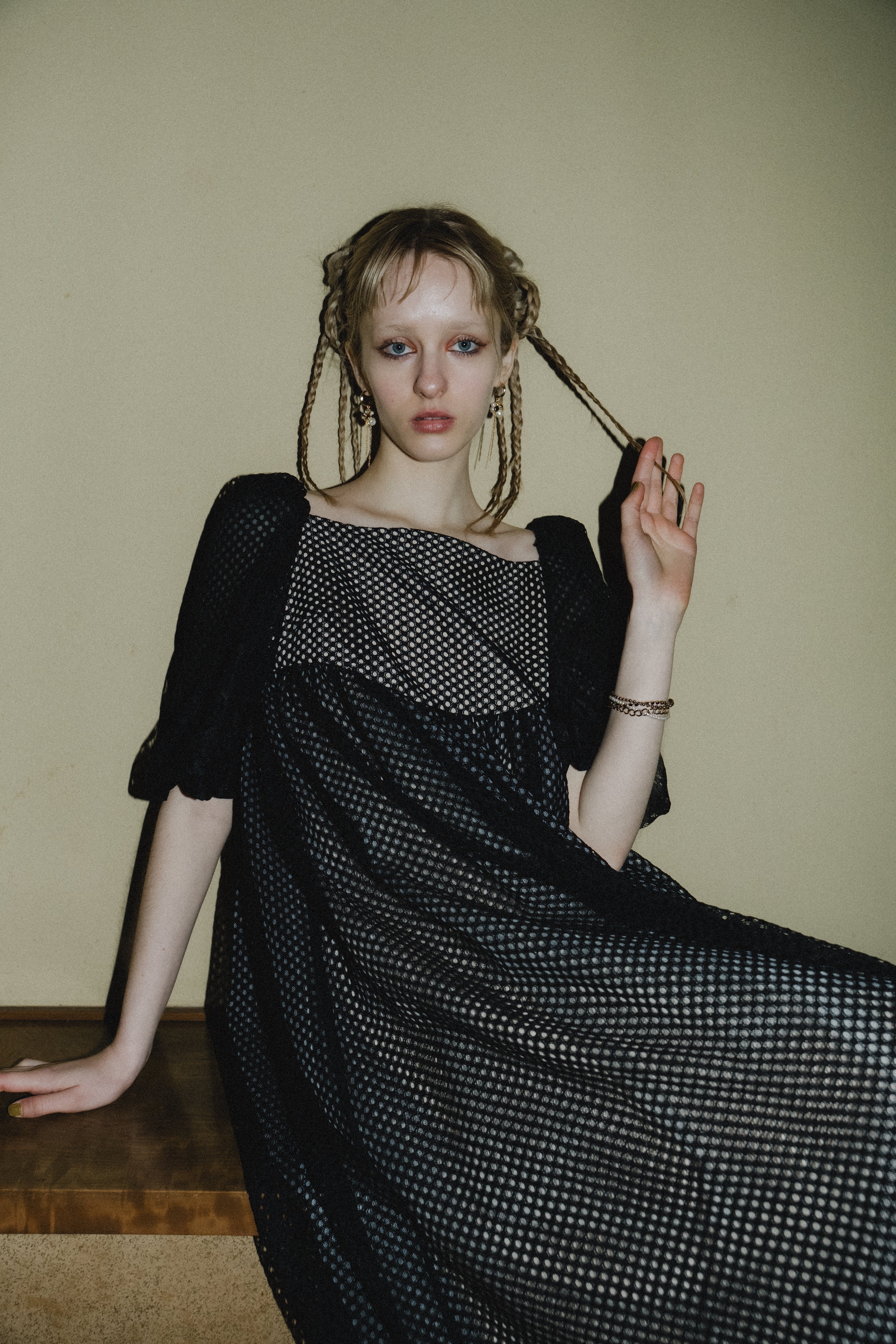 1114 Sheer Gingham Lace Dress