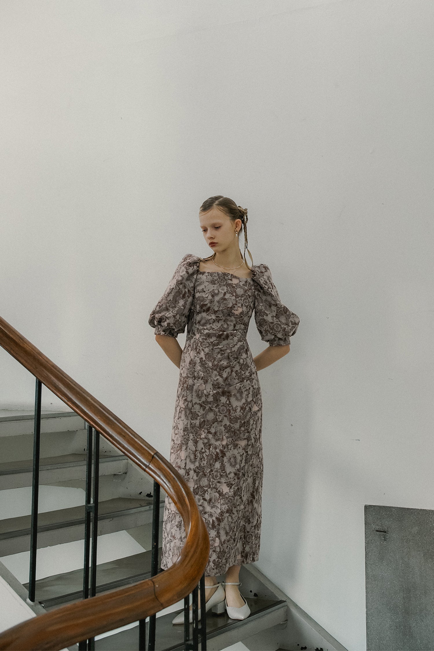 1071 Sheer Jacquard Organza Dress