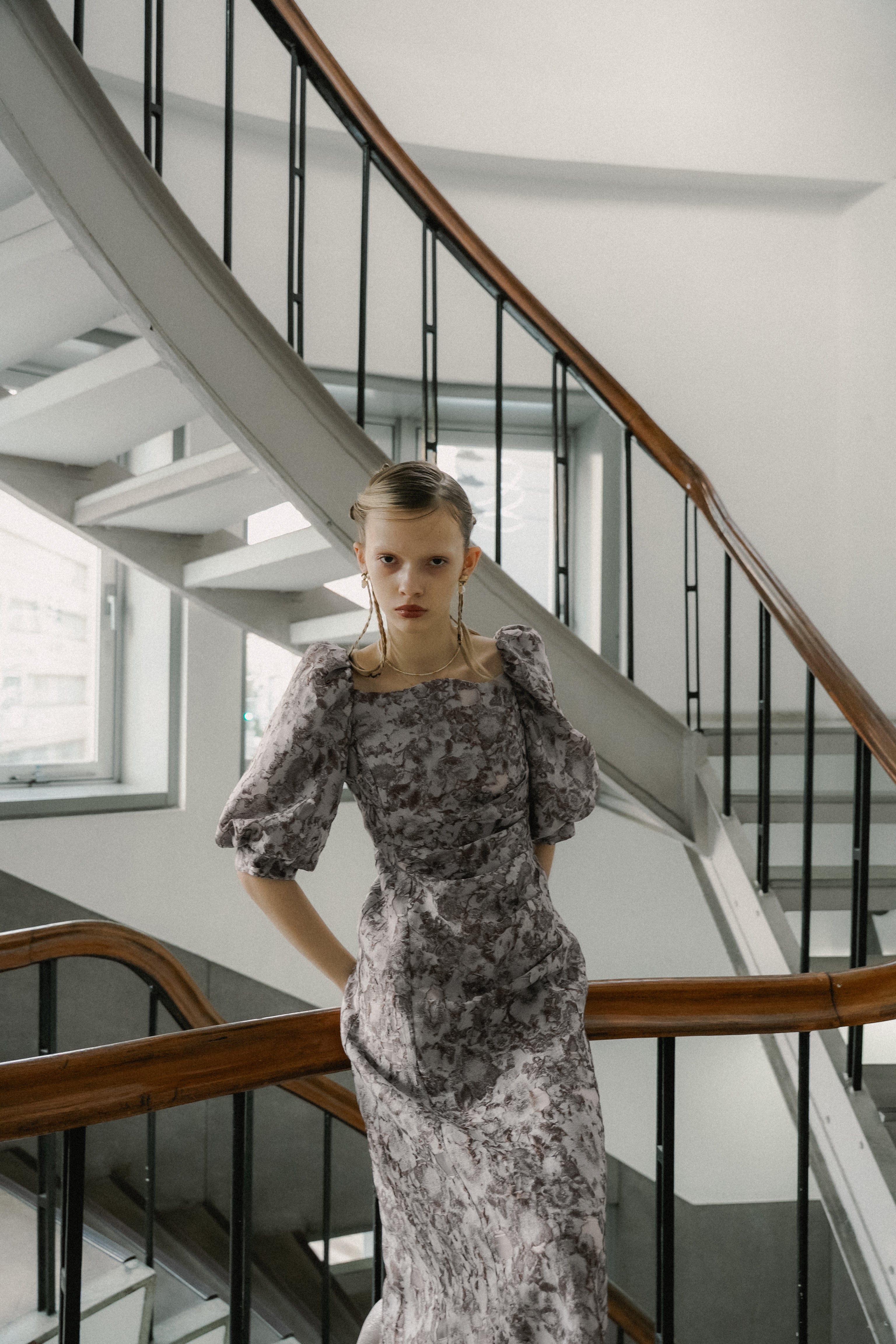 1071 Sheer Jacquard Organza Dress