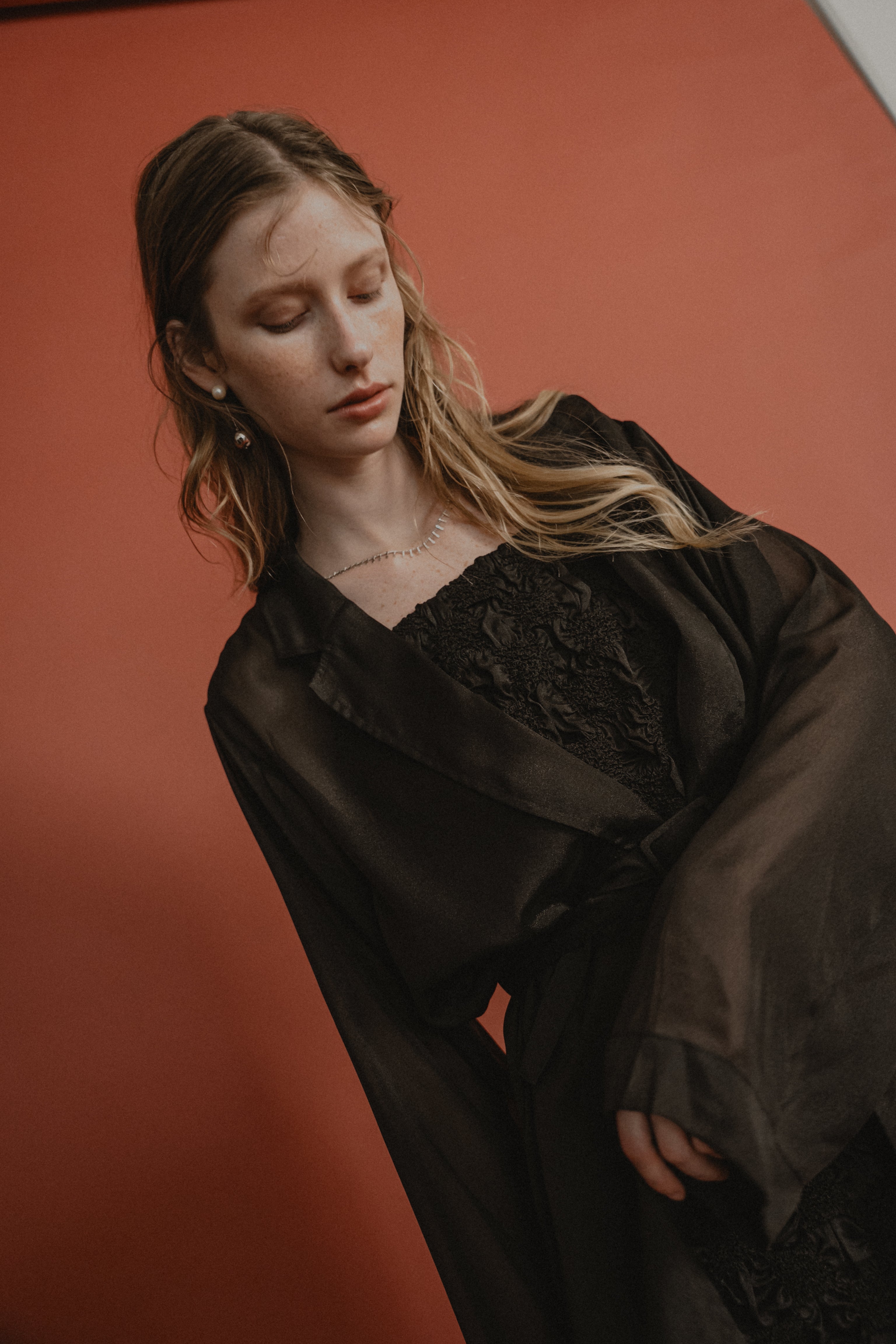 1019 Shirred layered dress set