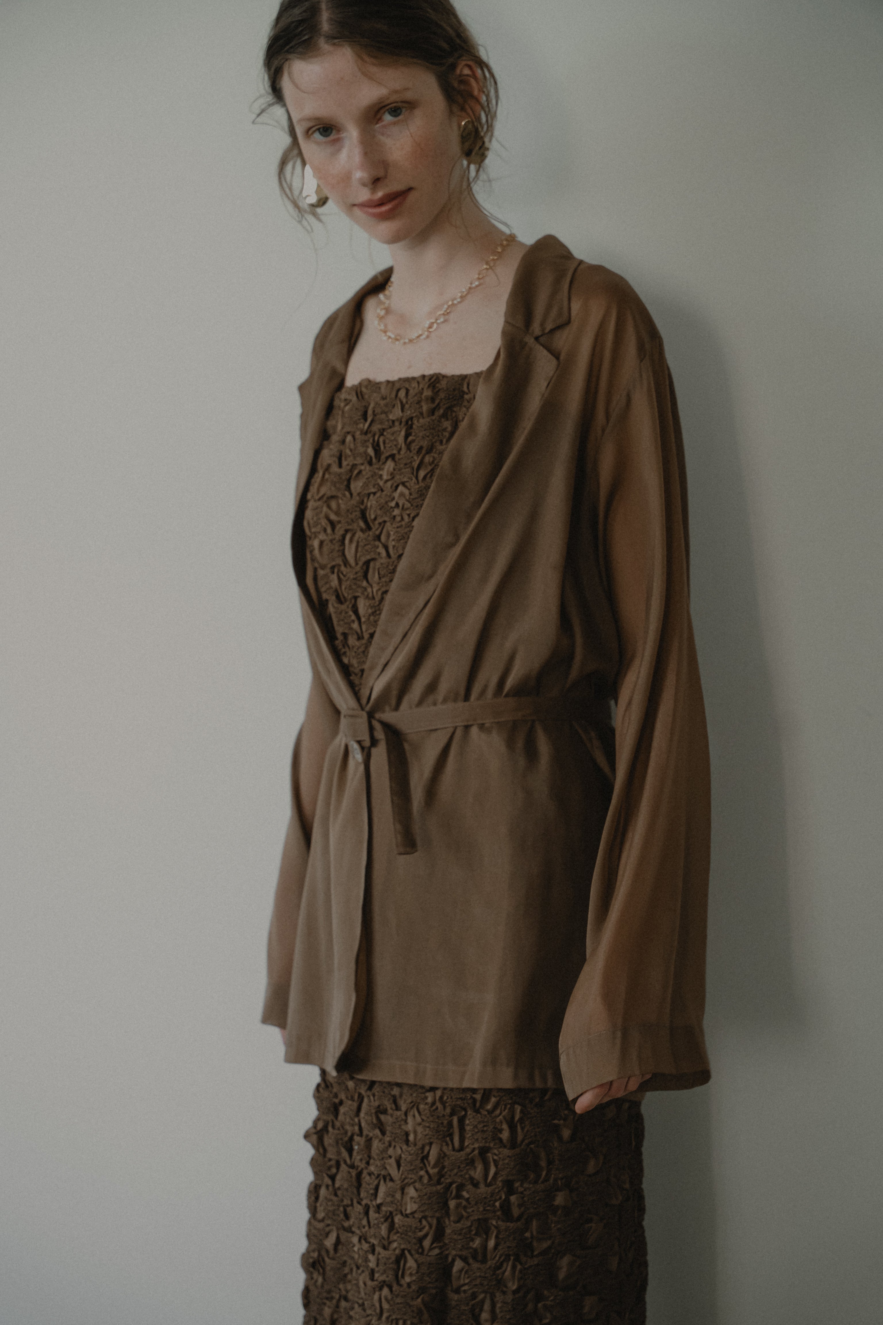 1019 Shirred layered dress set