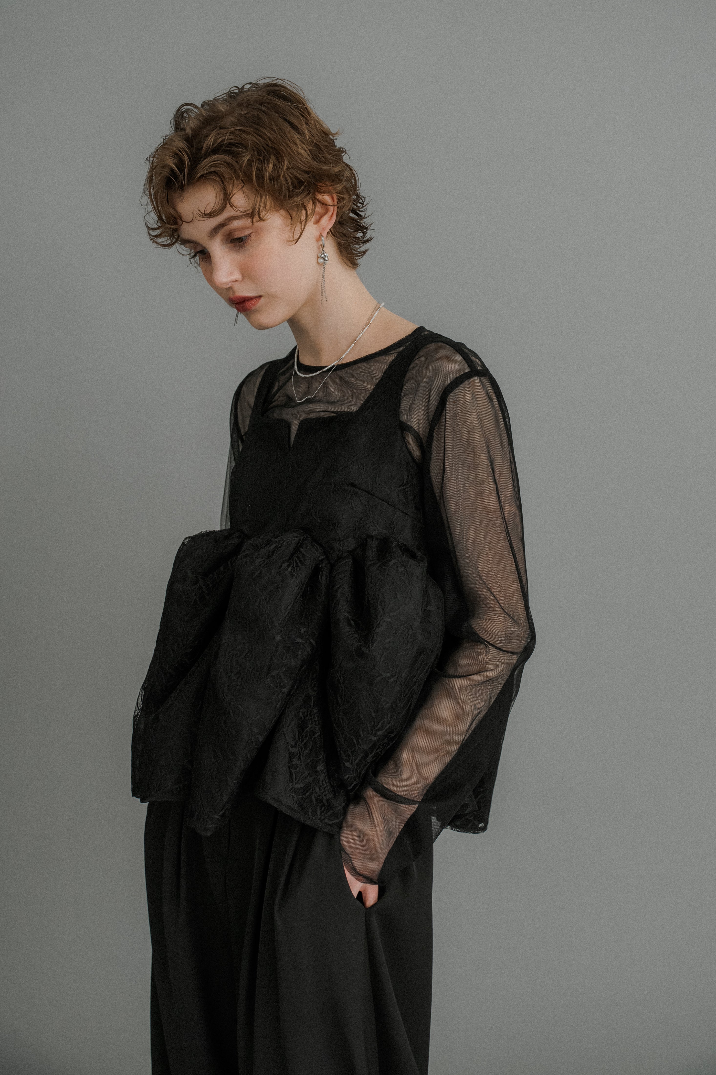 et.UNiVER │1039 Sheer Peplum Overlay Top＆Pants – et.UNiVER