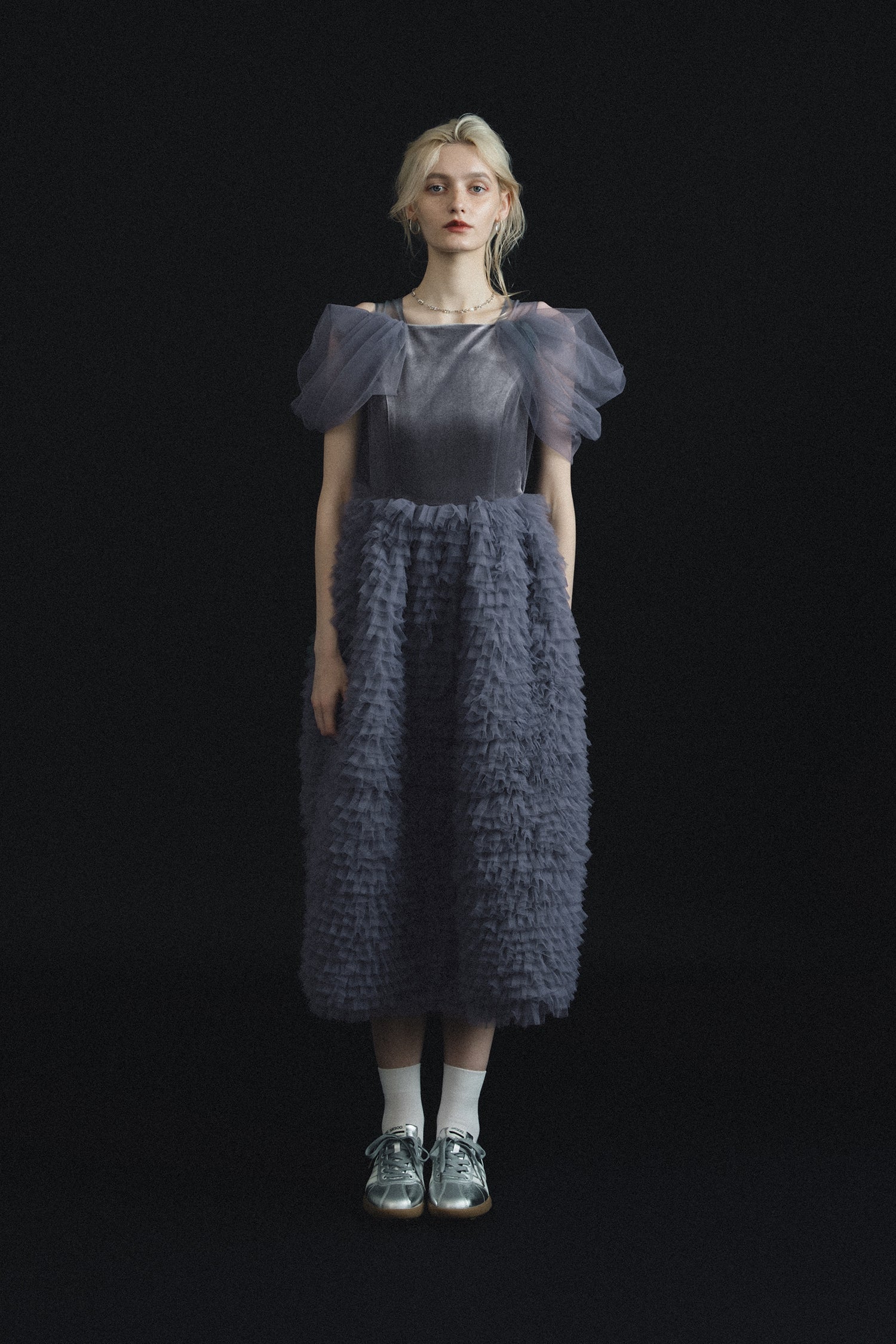 1137 Velour Ruffle Dress