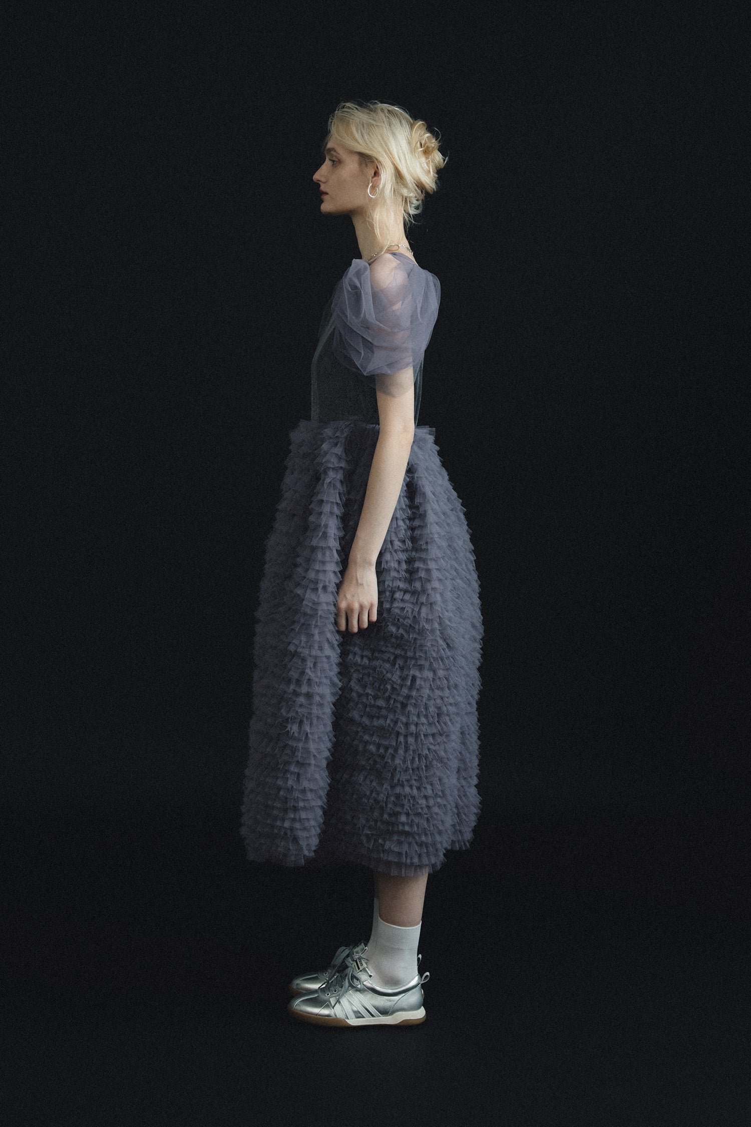 1137 Velour Ruffle Dress