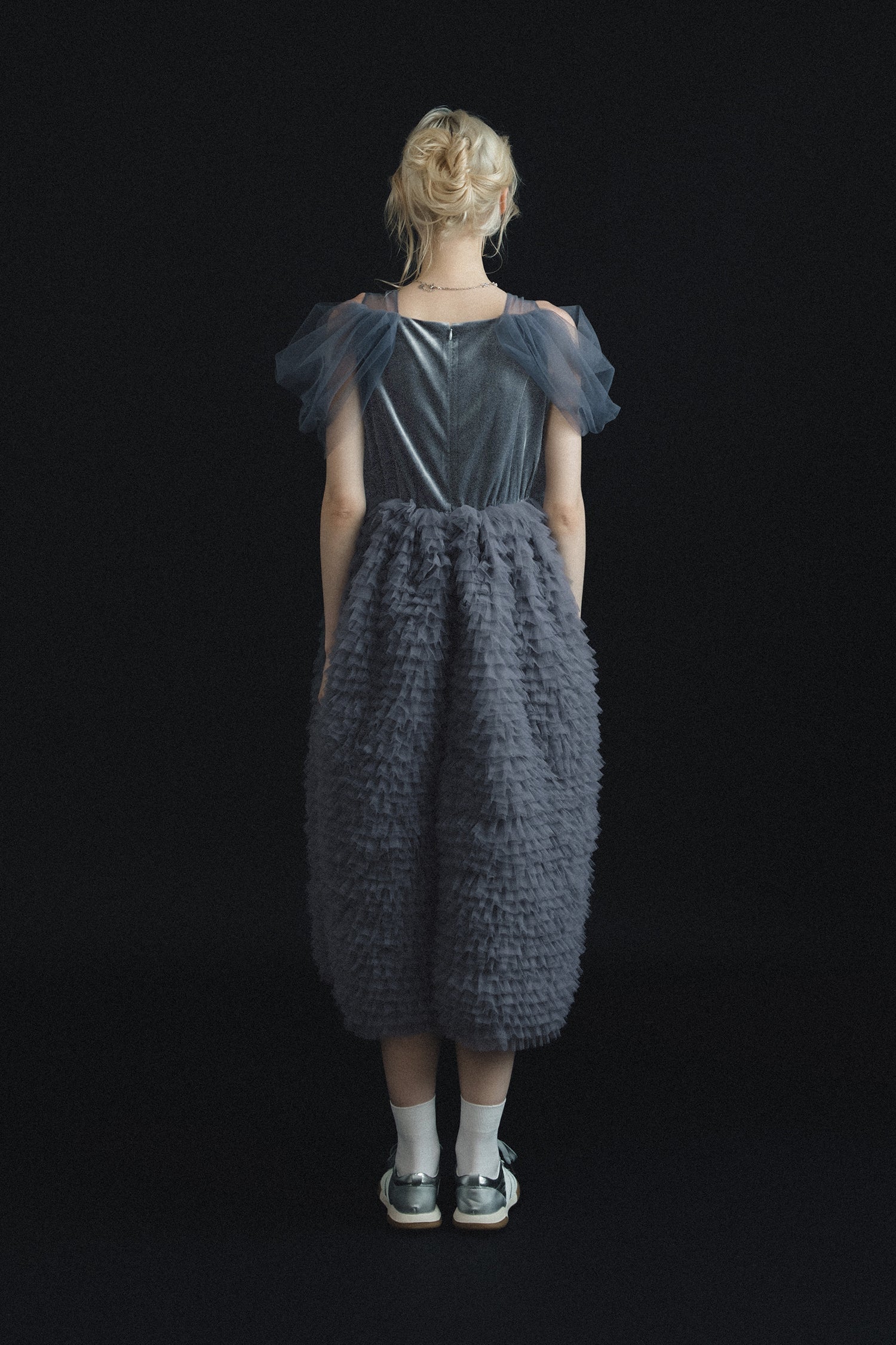 1137 Velour Ruffle Dress