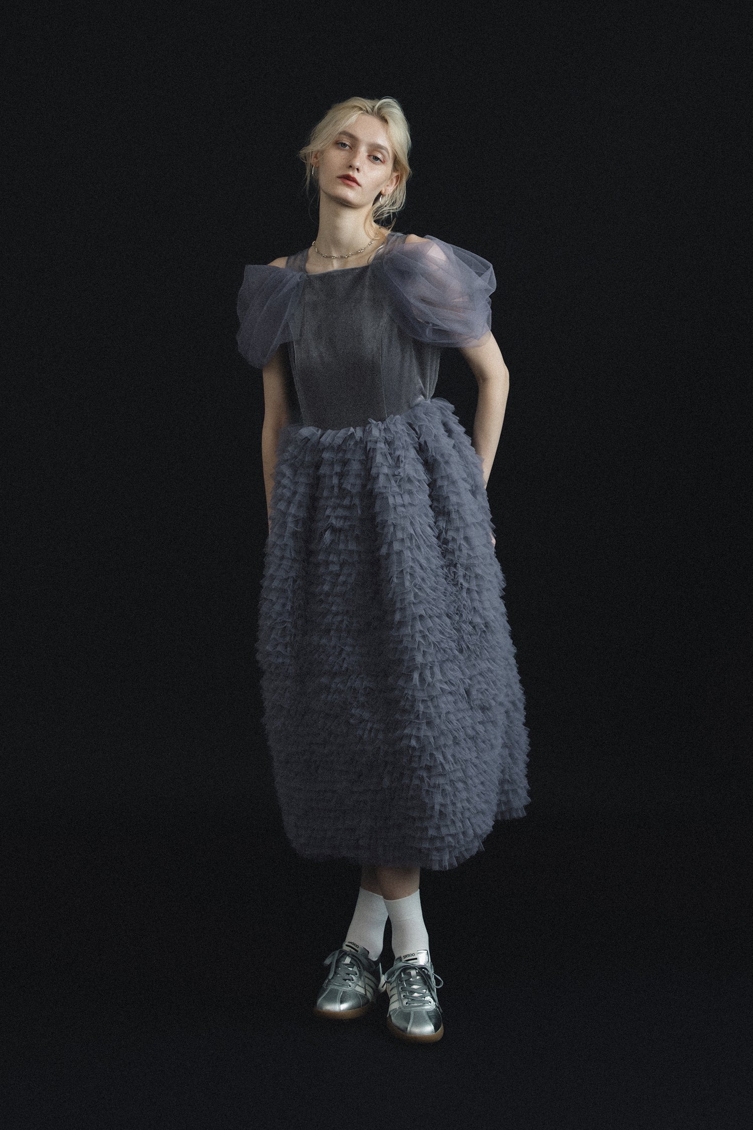1137 Velour Ruffle Dress