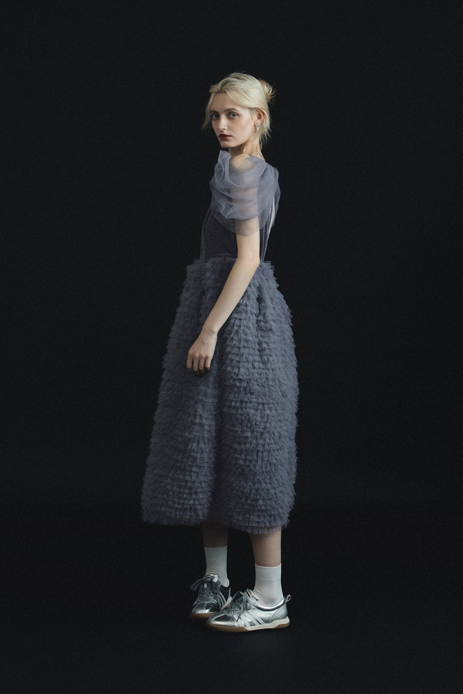 1137 Velour Ruffle Dress