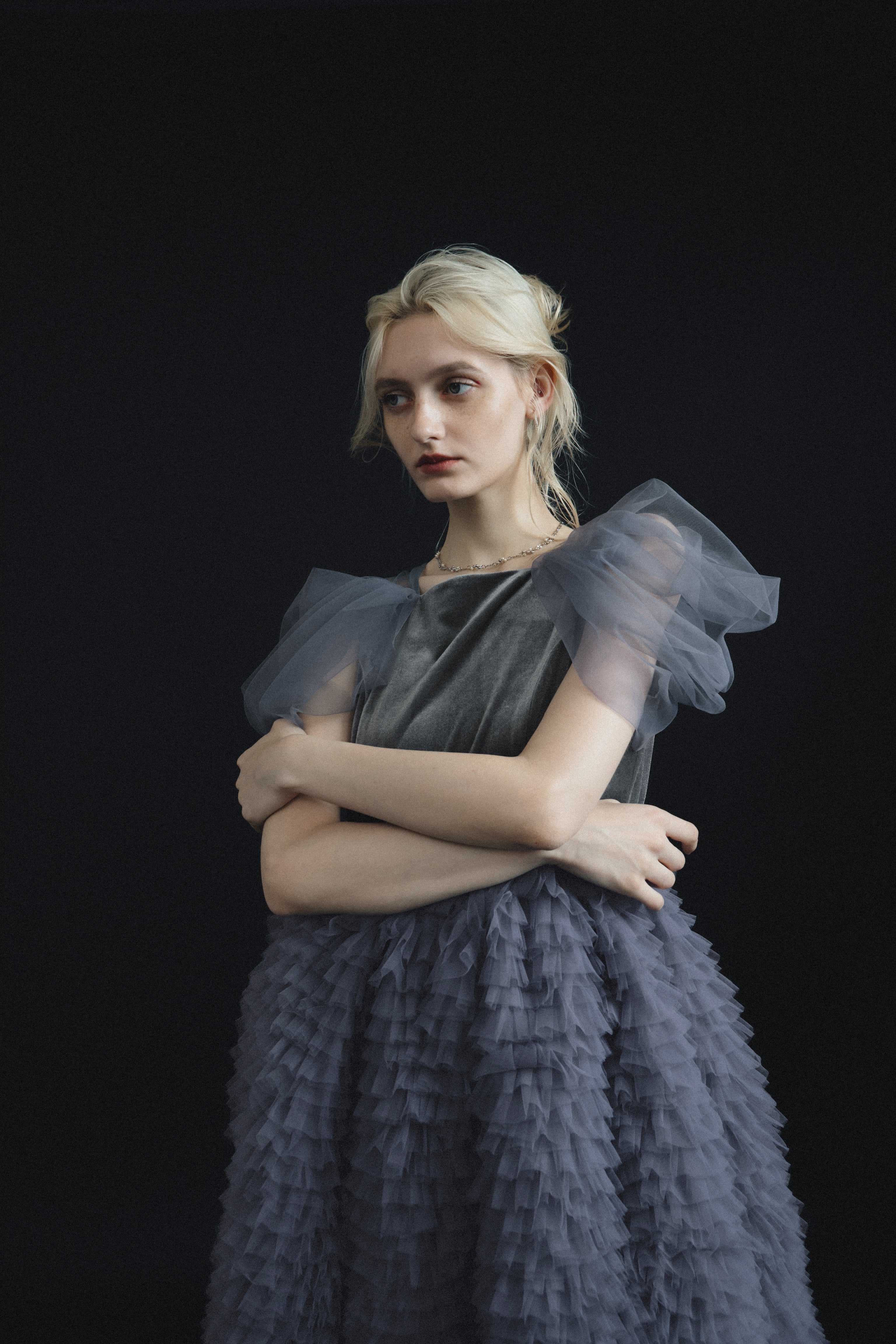 1137 Velour Ruffle Dress