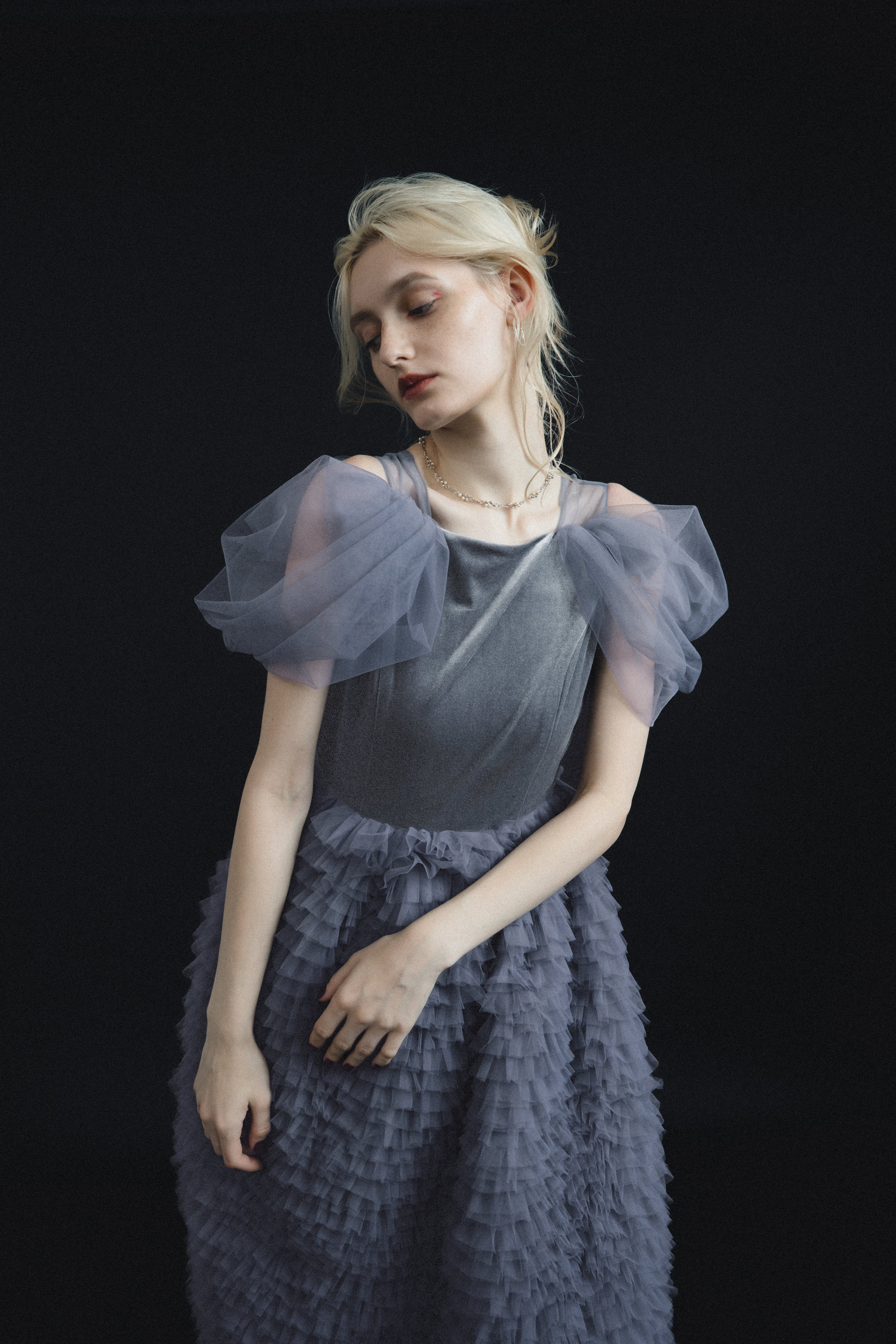 1137 Velour Ruffle Dress