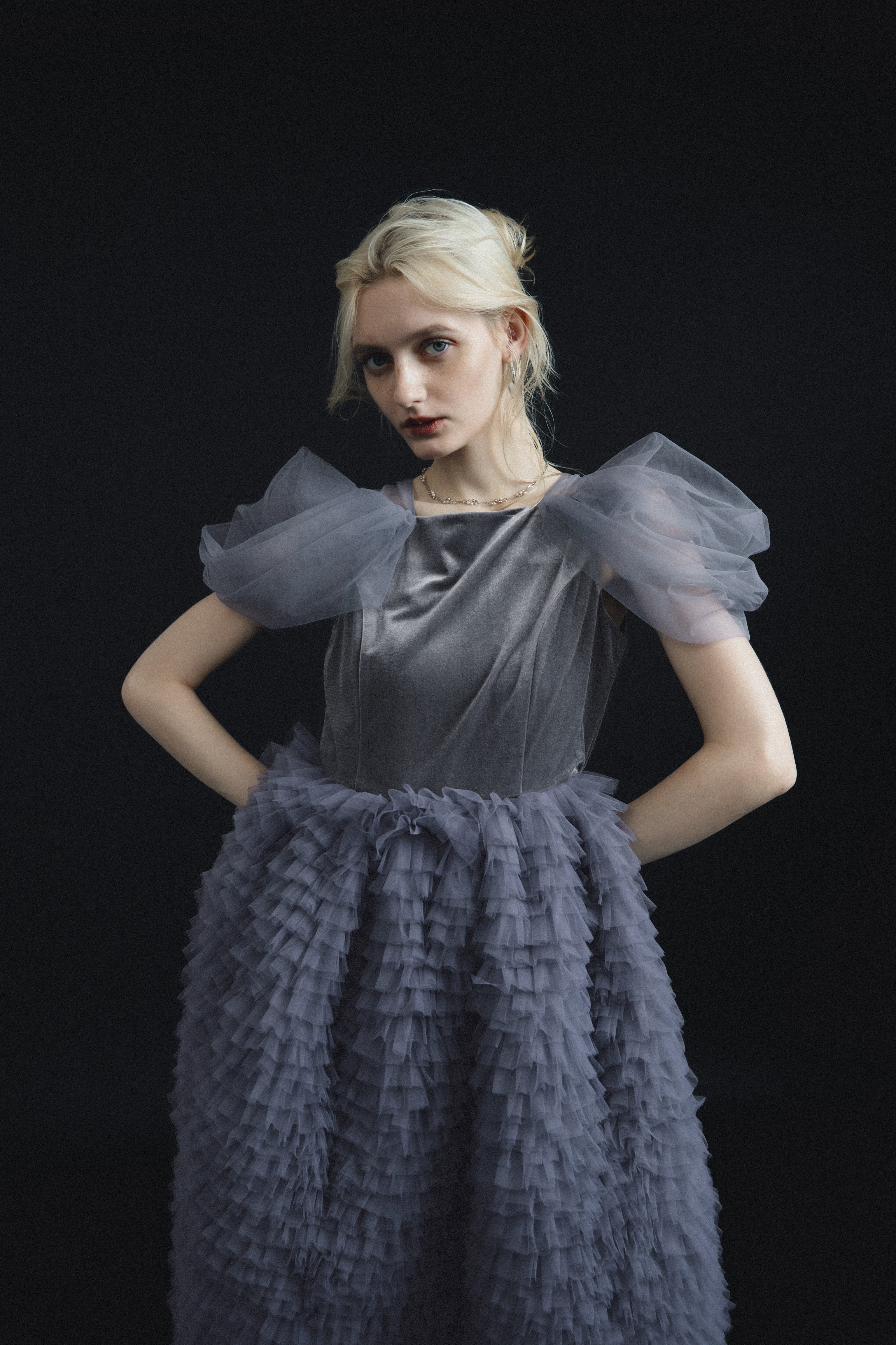 1137 Velour Ruffle Dress