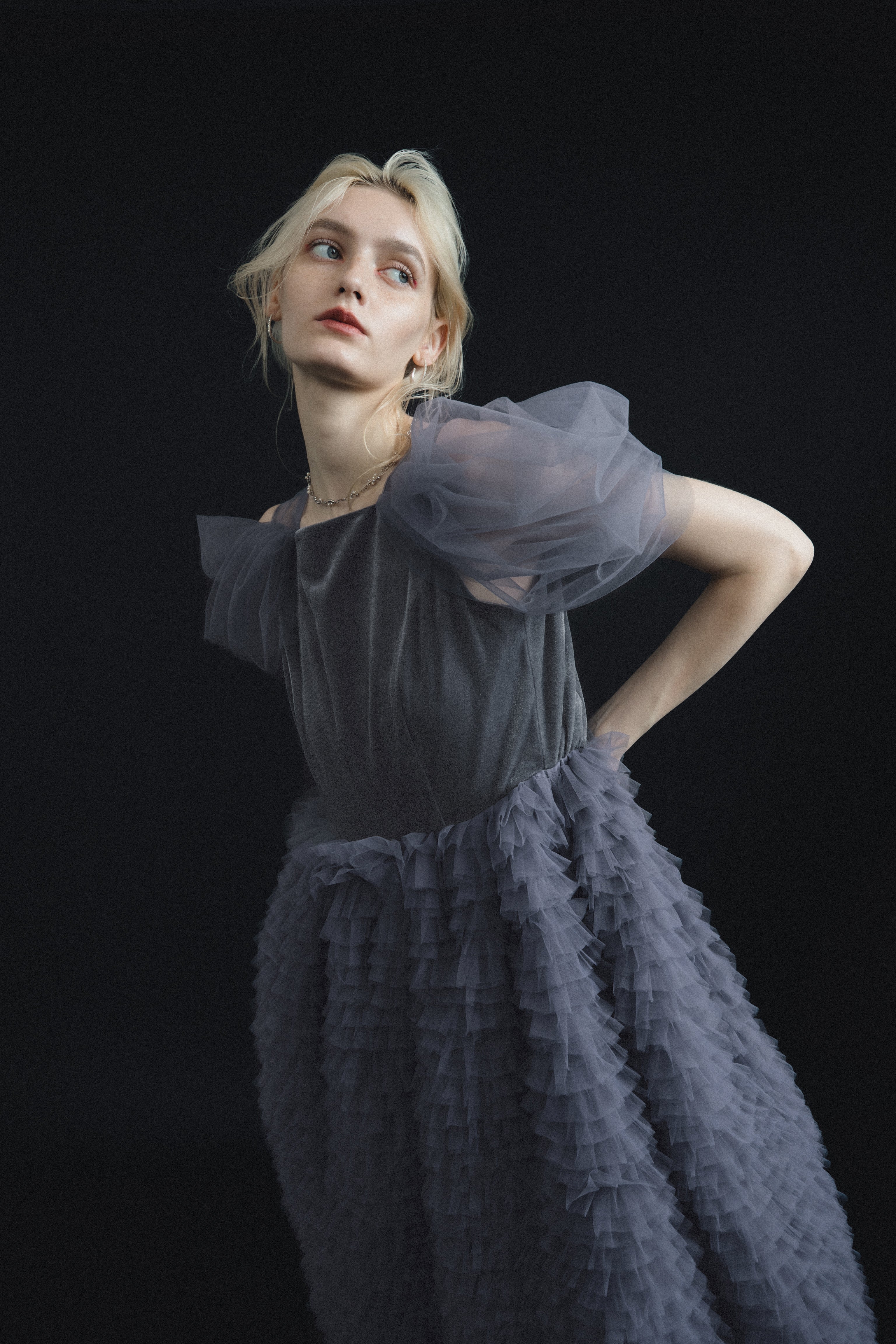 1137 Velour Ruffle Dress