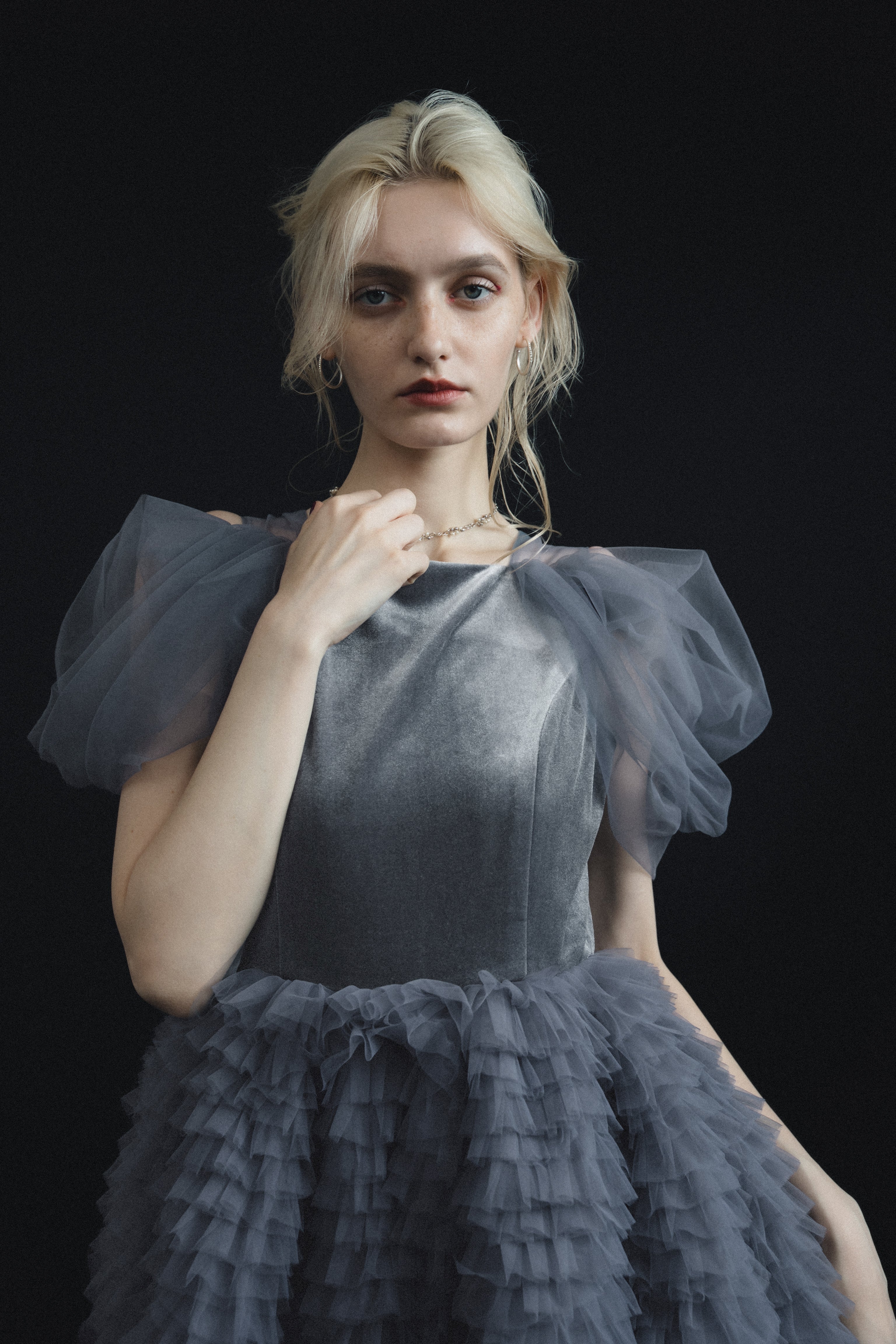 1137 Velour Ruffle Dress