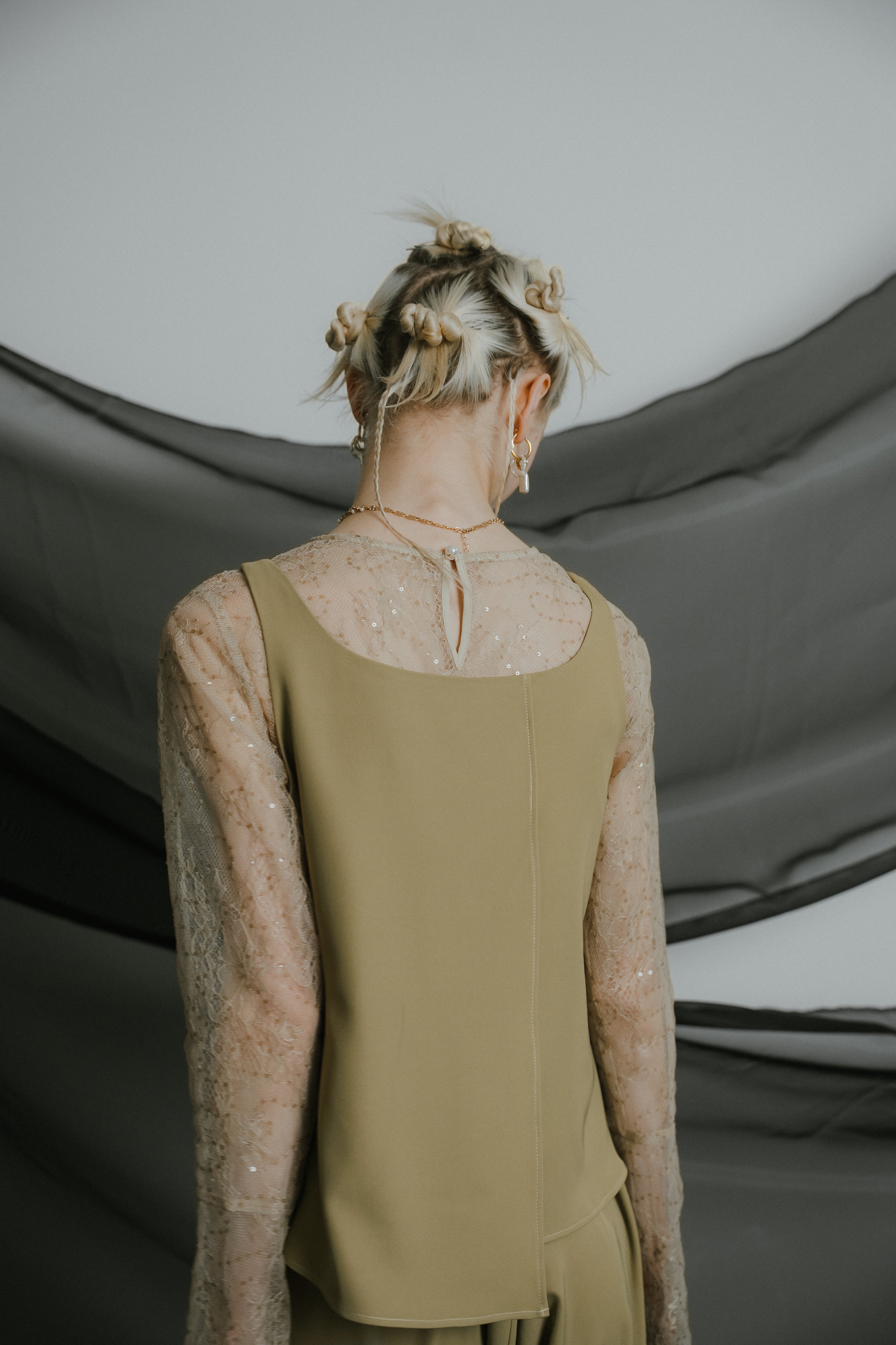 1084 Oblique cross top pants set