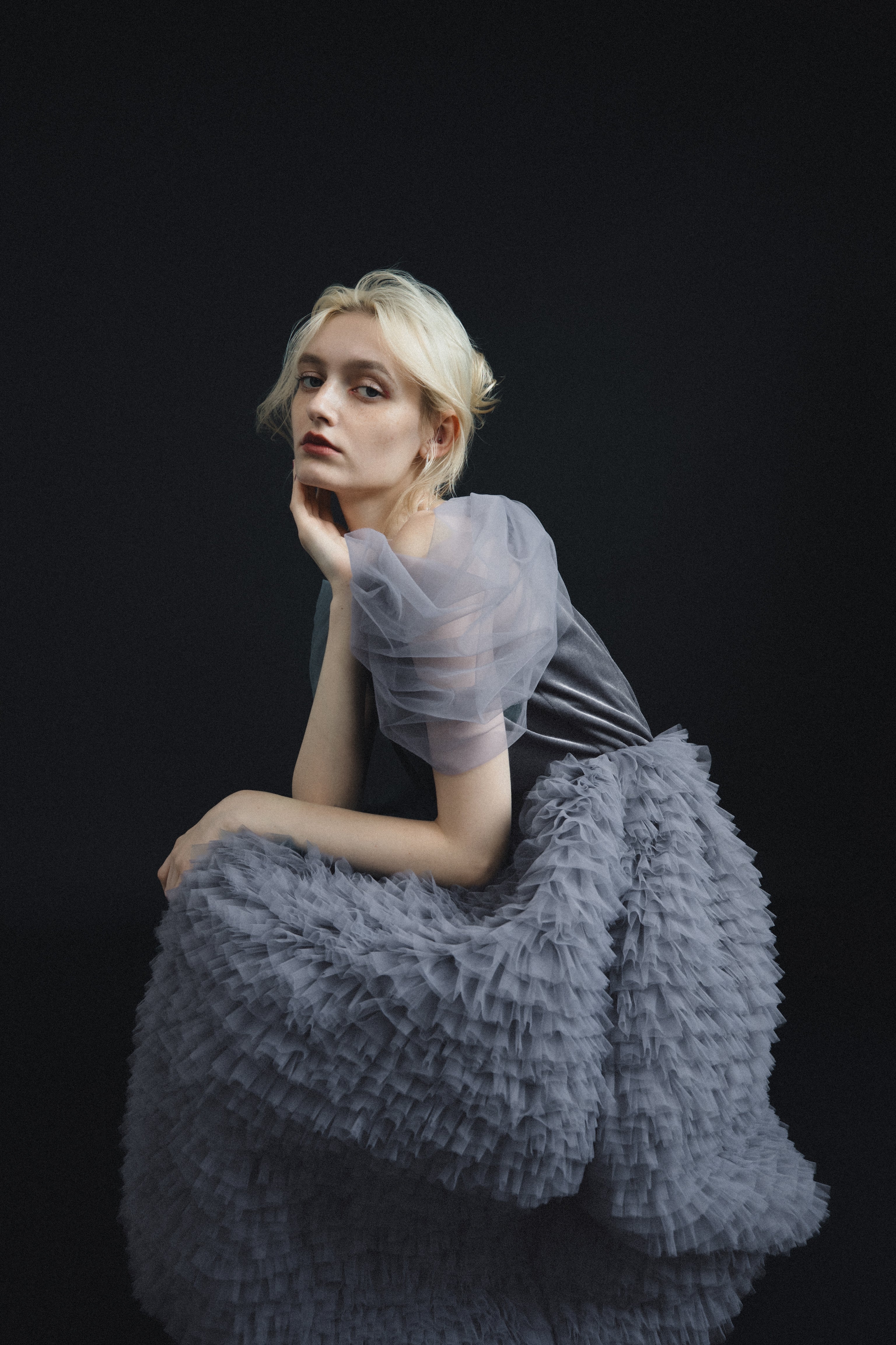 1137 Velour Ruffle Dress