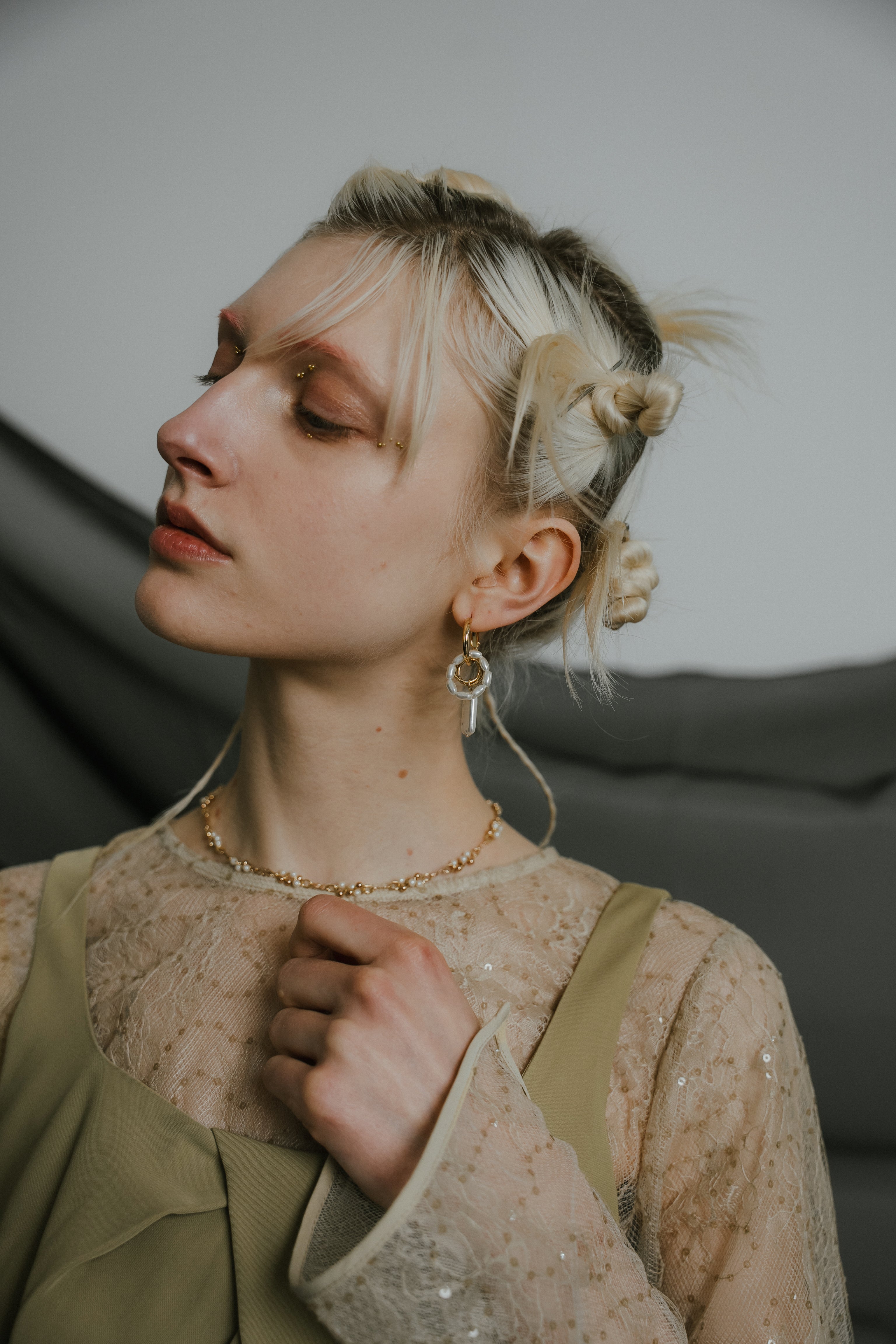 1084 Oblique cross top pants set