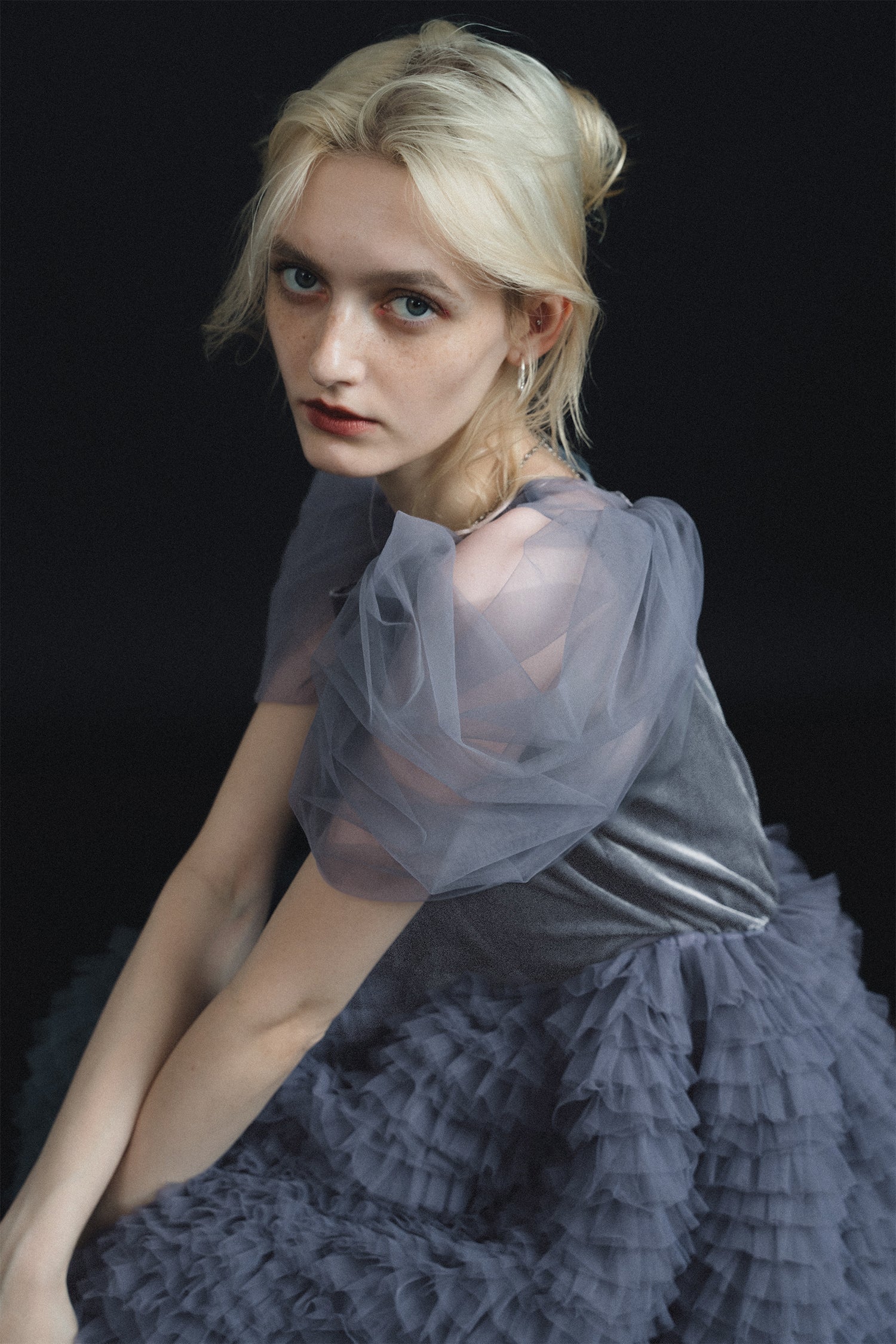 1137 Velour Ruffle Dress