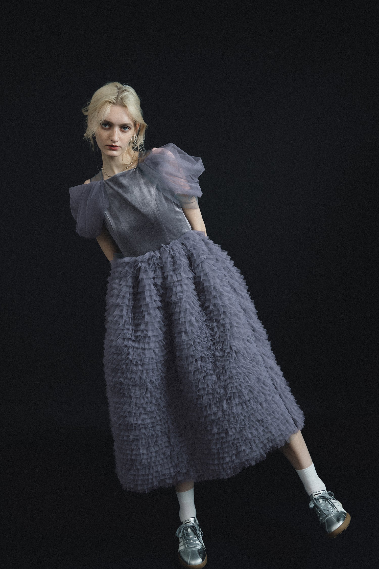 1137 Velour Ruffle Dress
