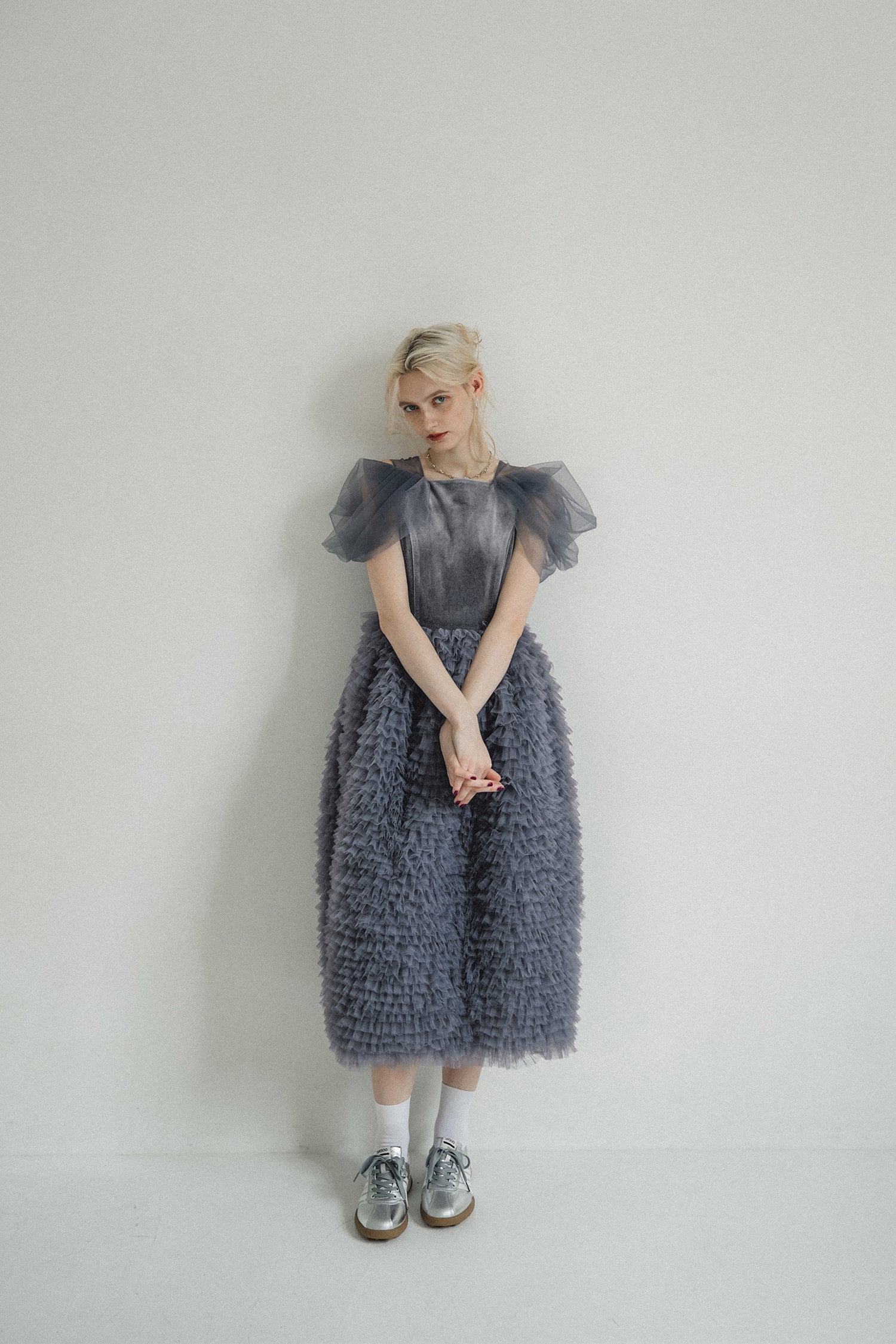 1137 Velour Ruffle Dress