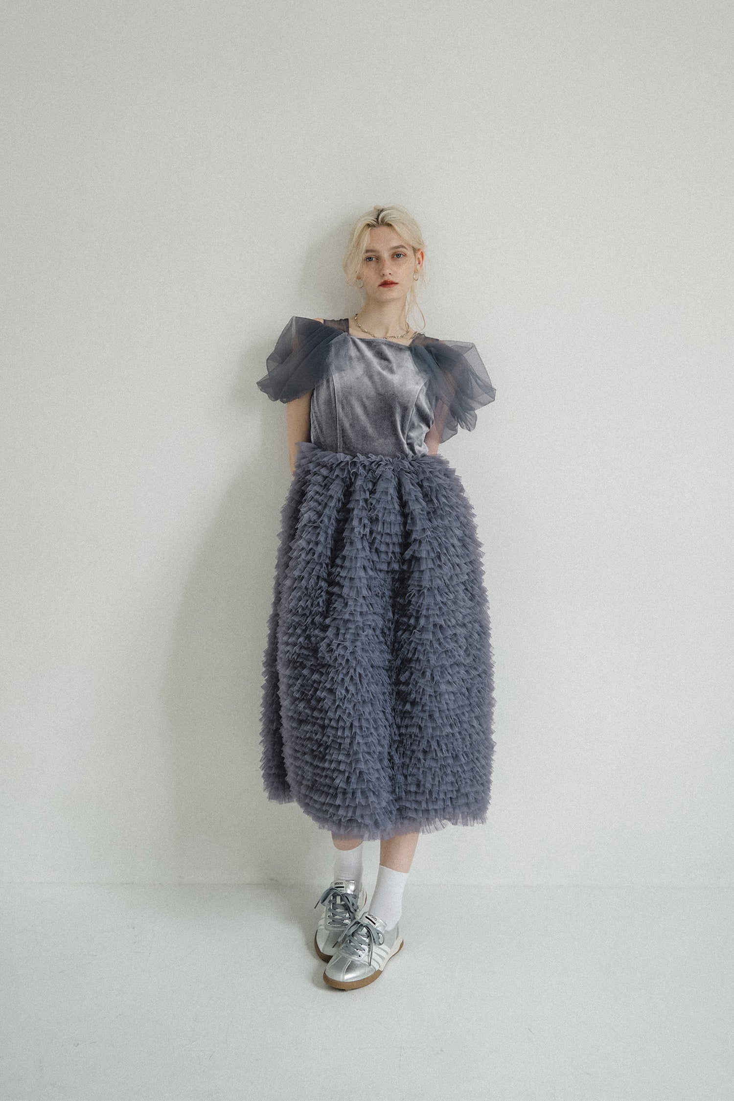 1137 Velour Ruffle Dress