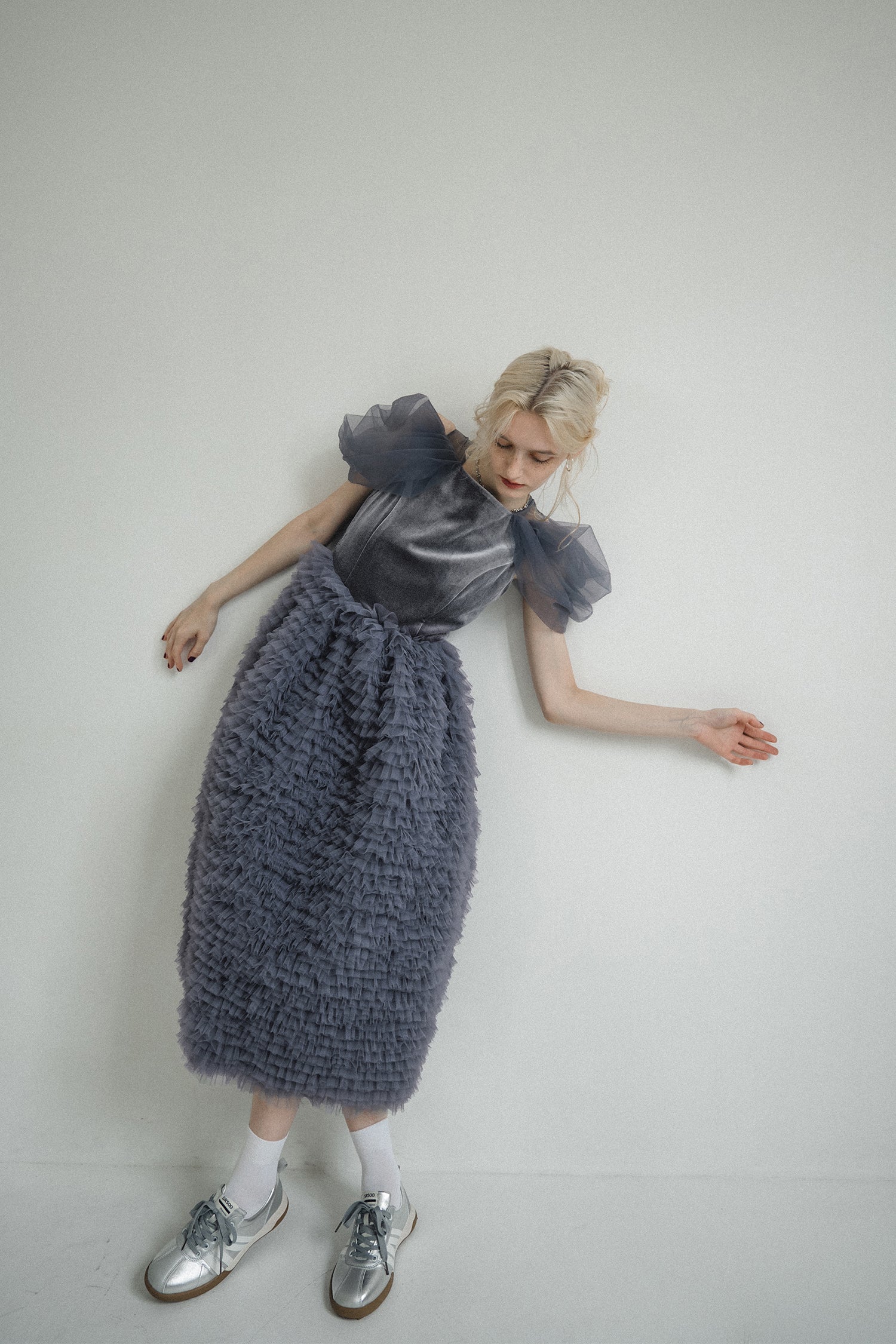 1137 Velour Ruffle Dress