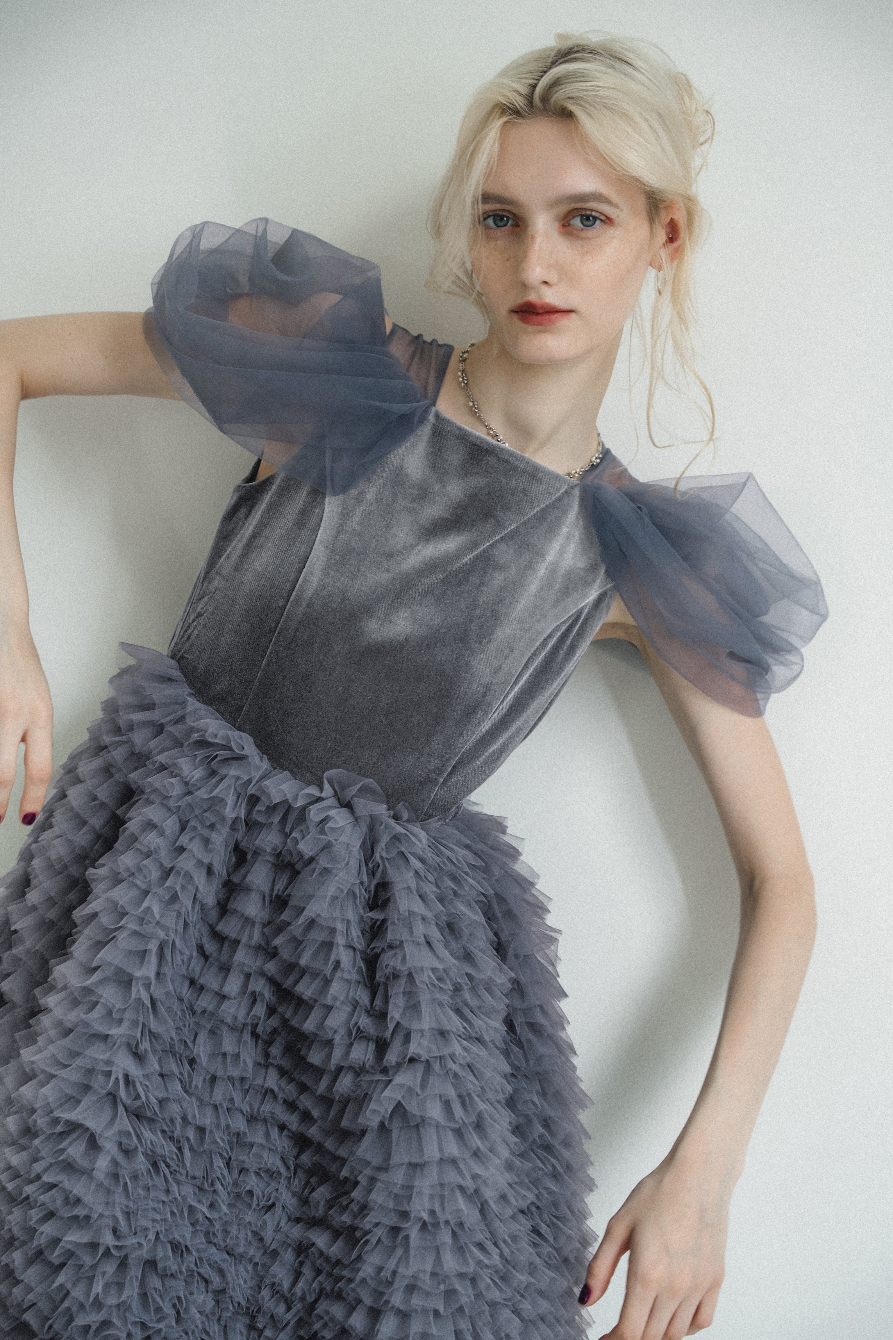 1137 Velour Ruffle Dress
