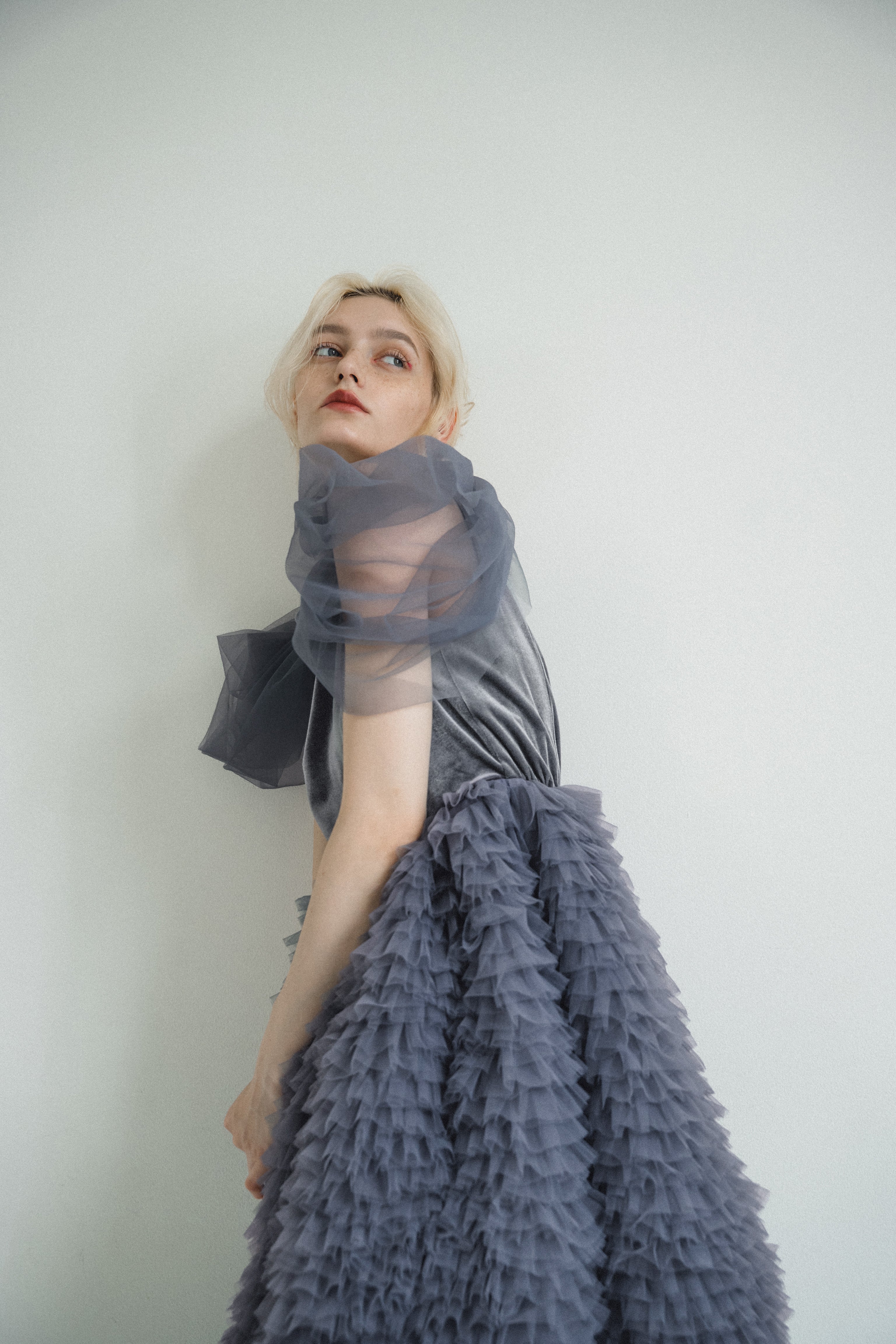 1137 Velour Ruffle Dress
