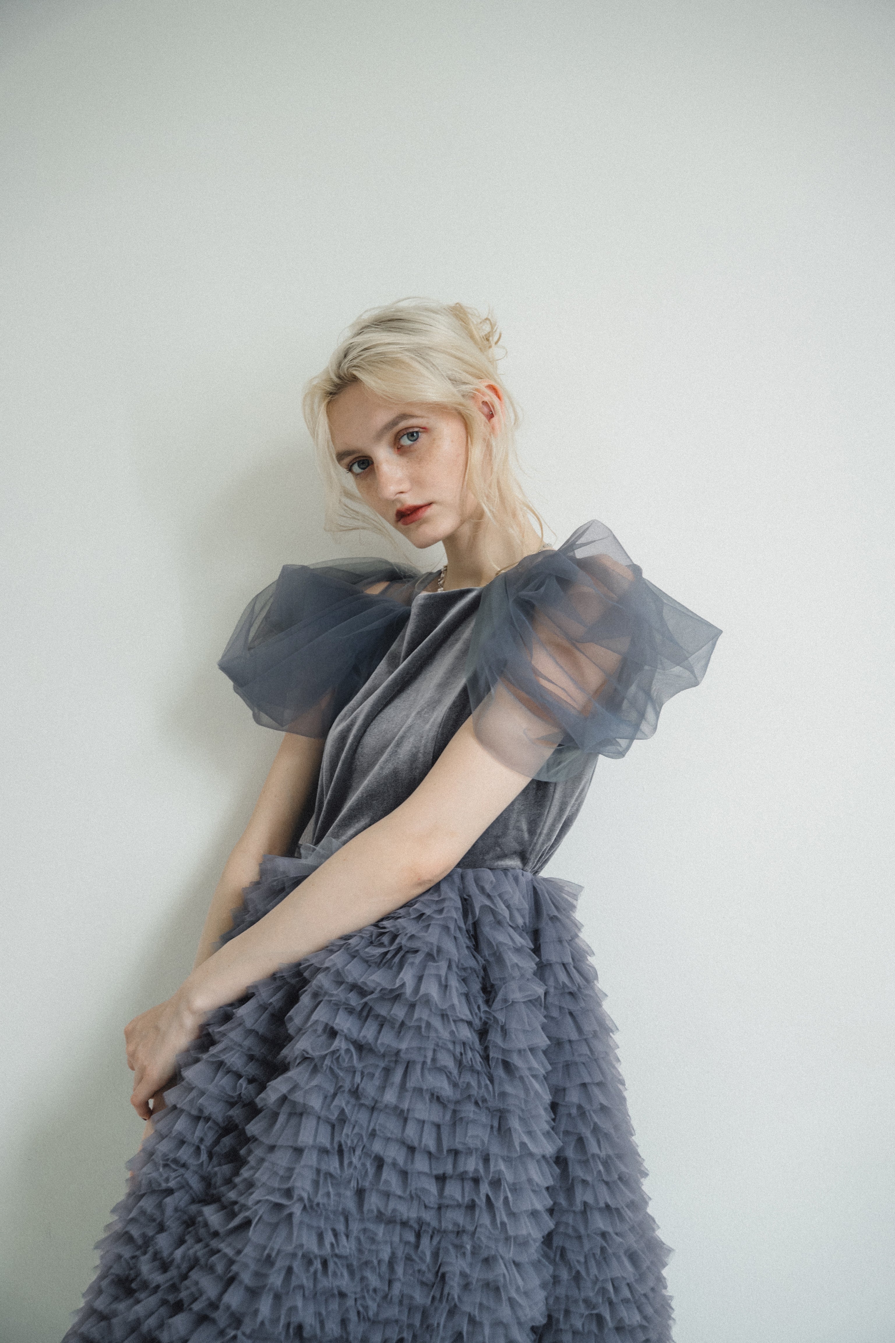 1137 Velour Ruffle Dress