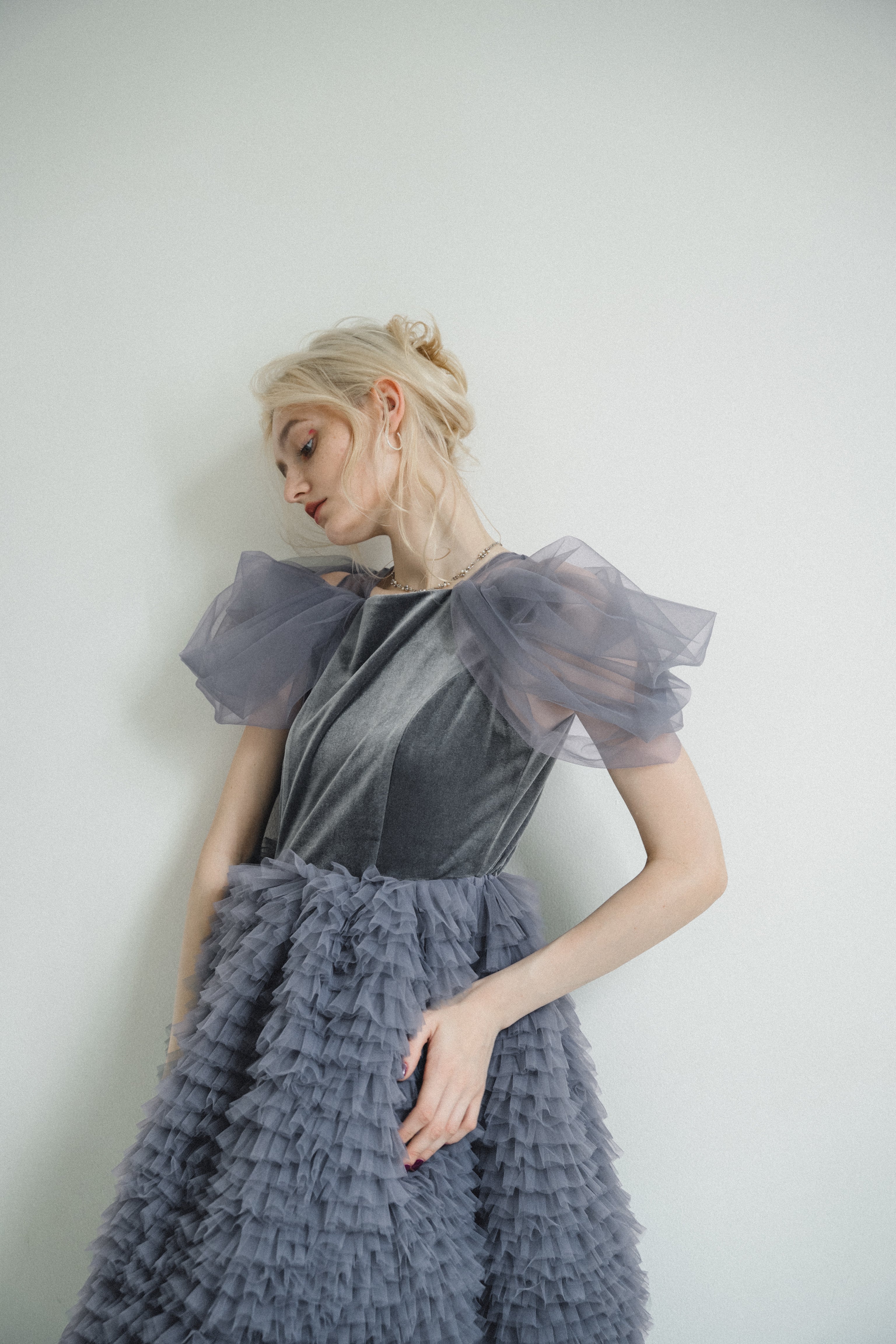 1137 Velour Ruffle Dress