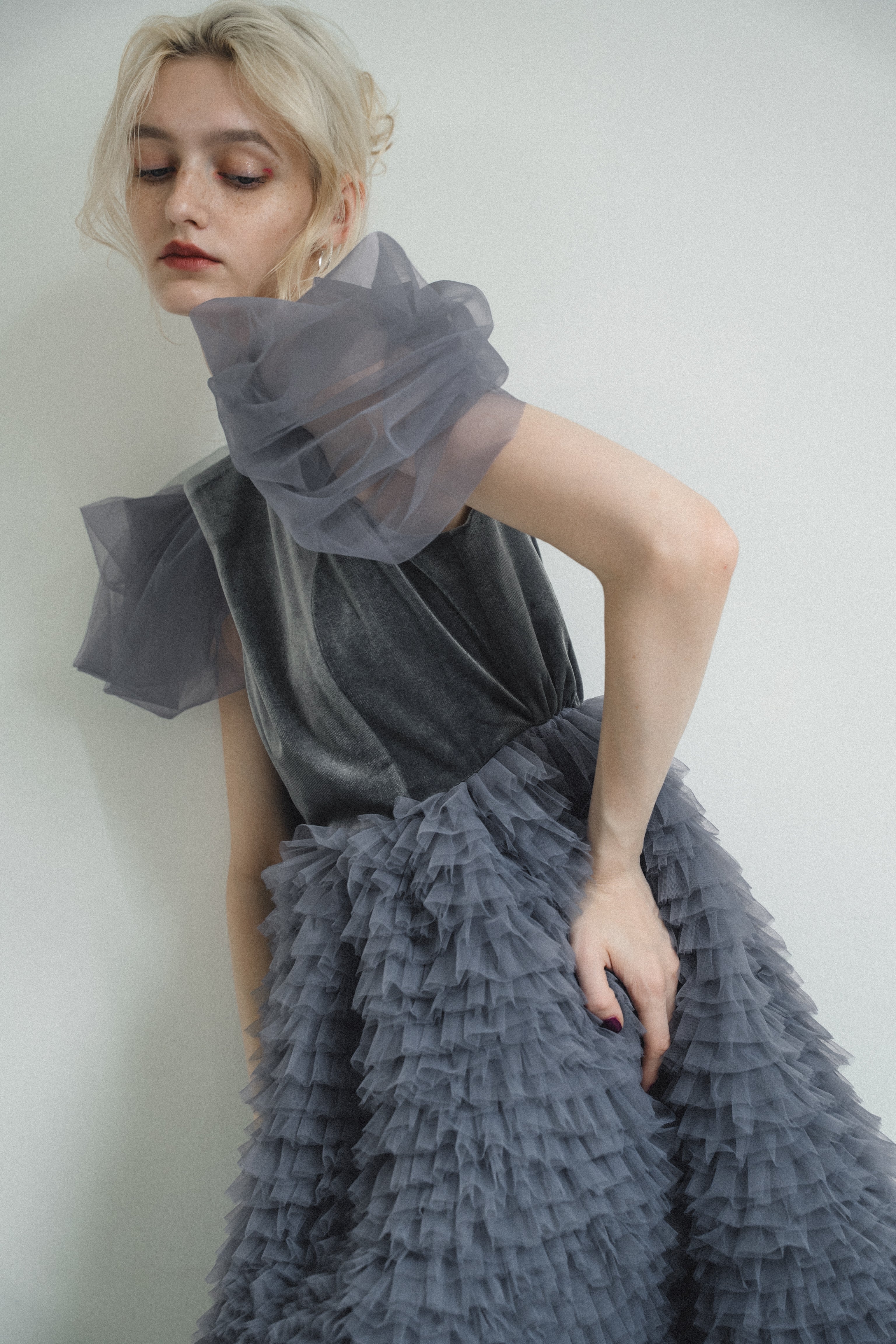1137 Velour Ruffle Dress