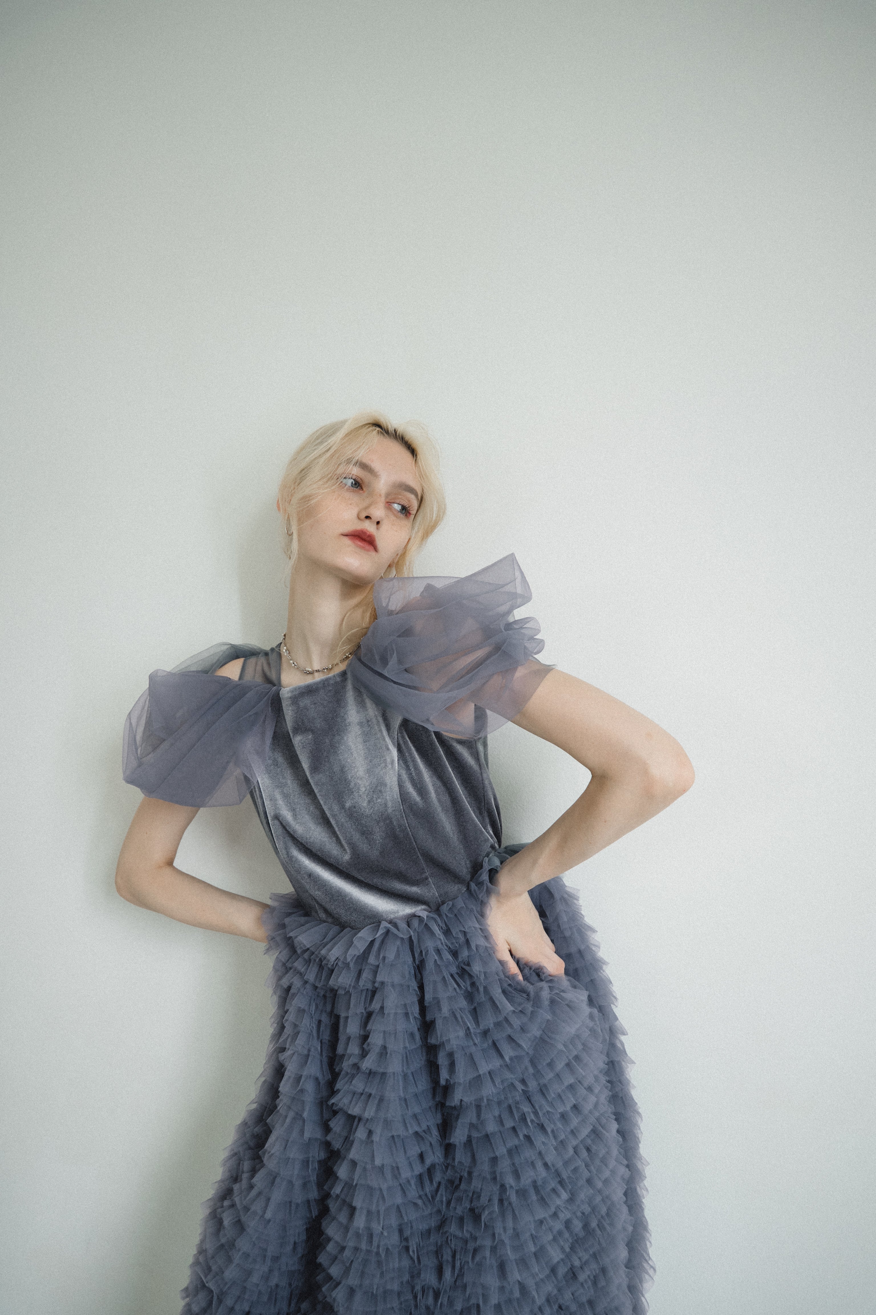 1137 Velour Ruffle Dress
