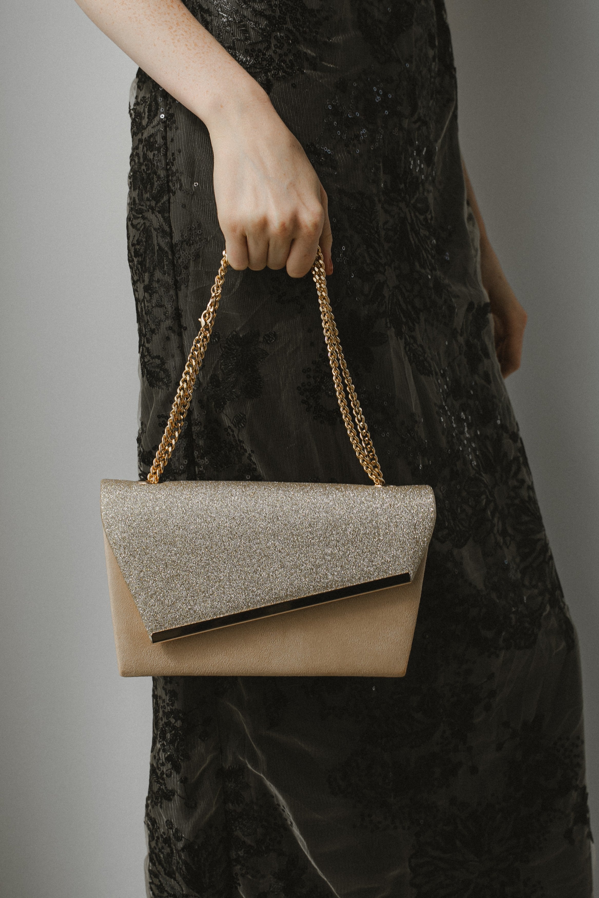 1008 Glitter & Suede touch bag