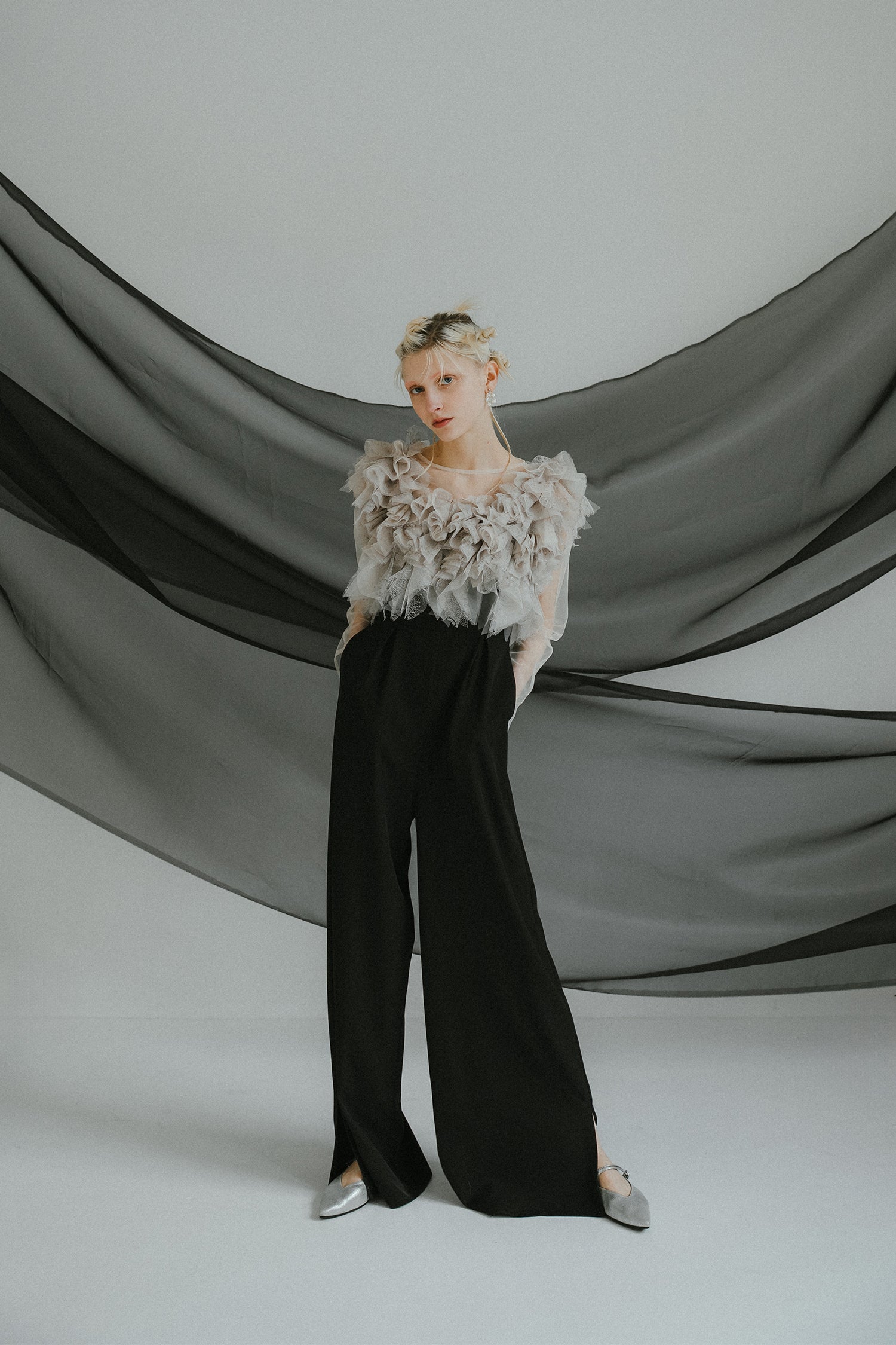 1086 Noir glitter pants set