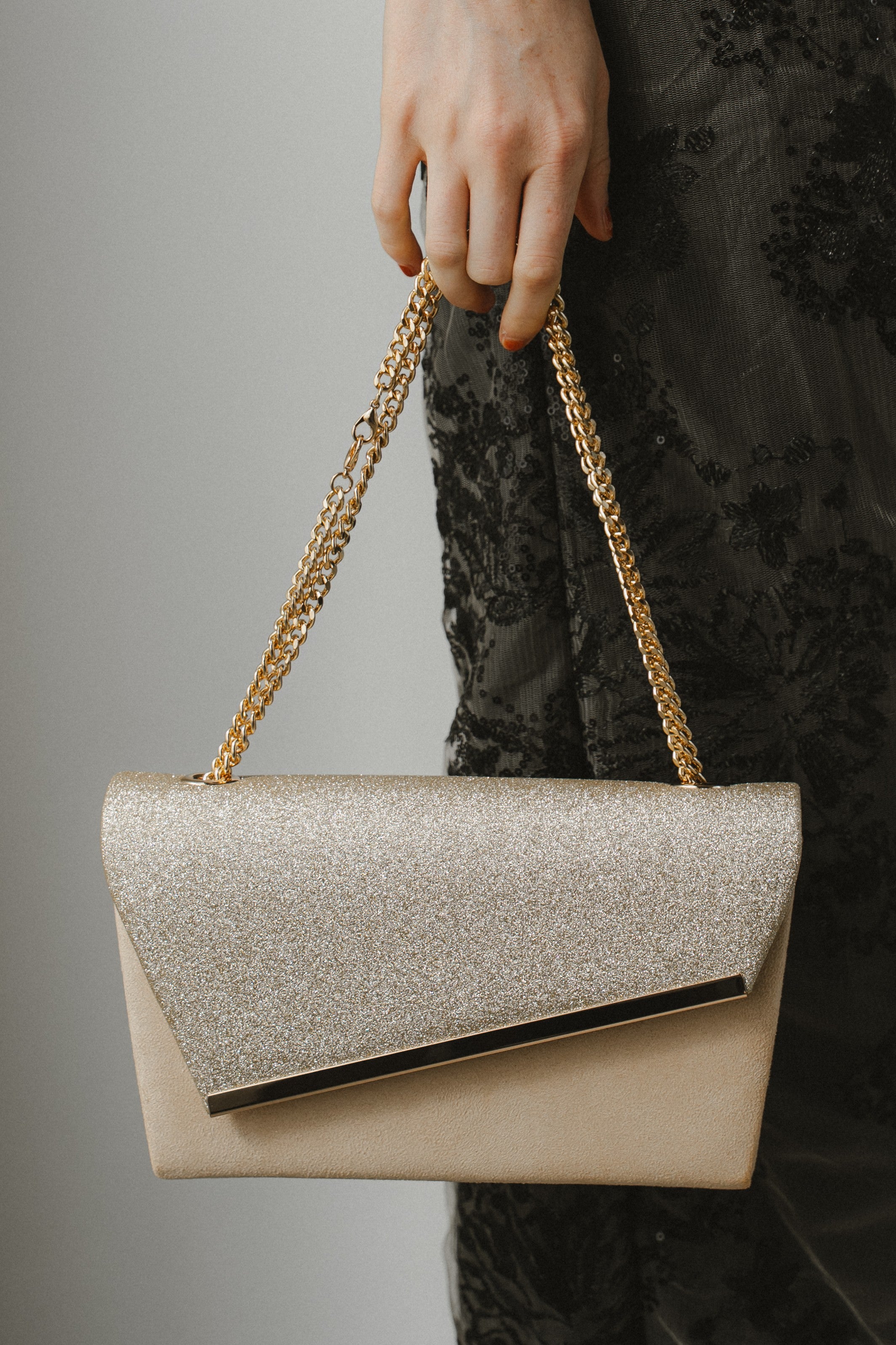 1008 Glitter & Suede touch bag
