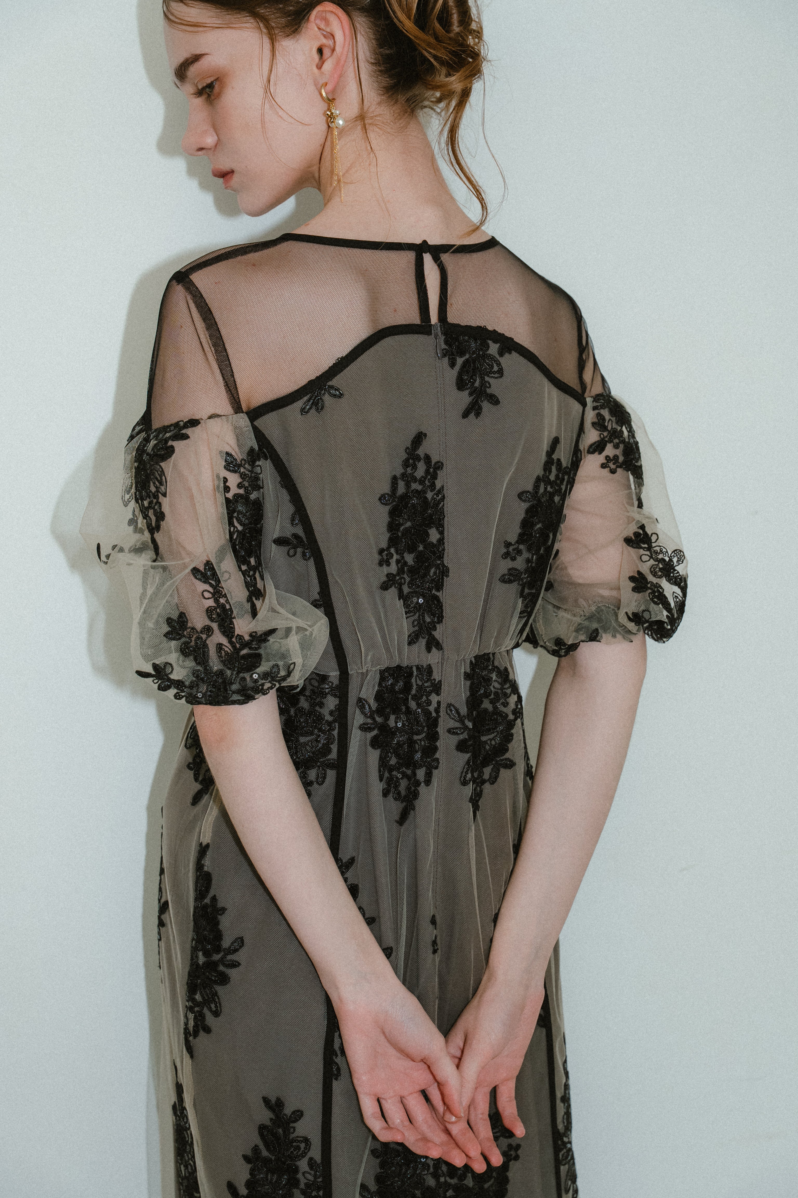 1044 Embroidered sheer dress