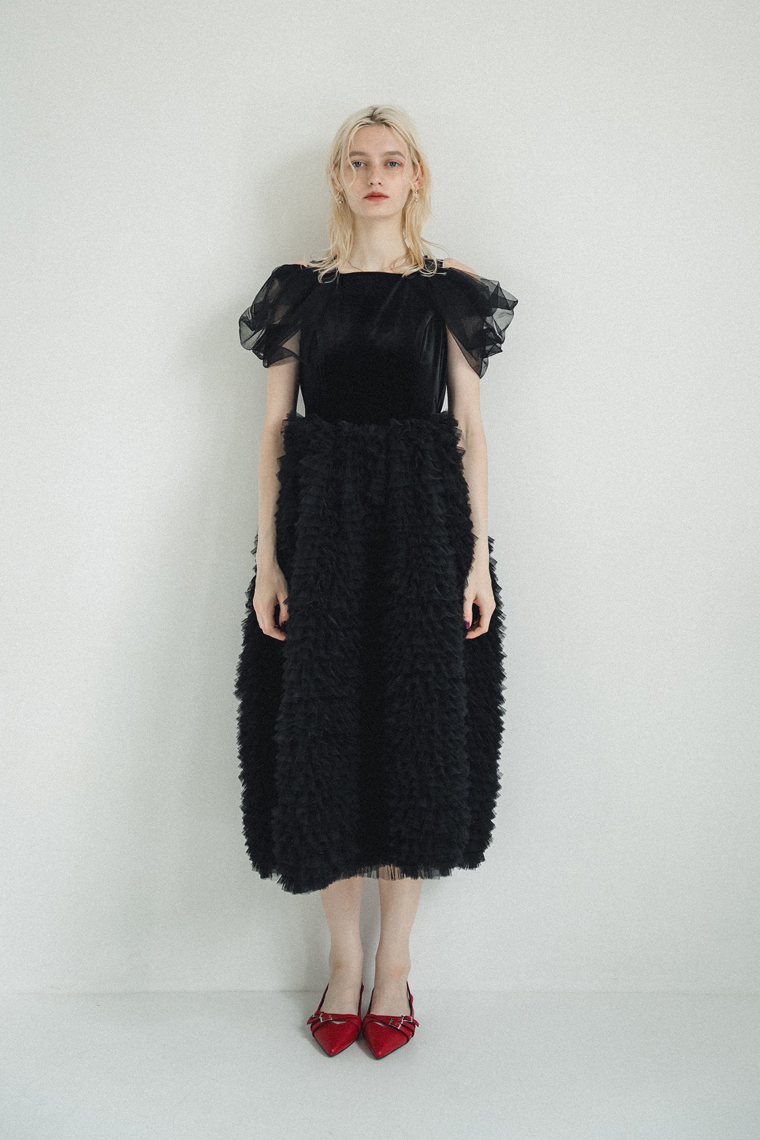 1137 Velour Ruffle Dress