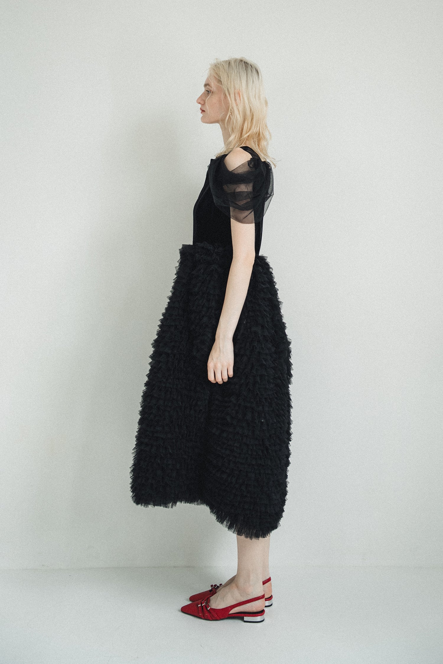 1137 Velour Ruffle Dress
