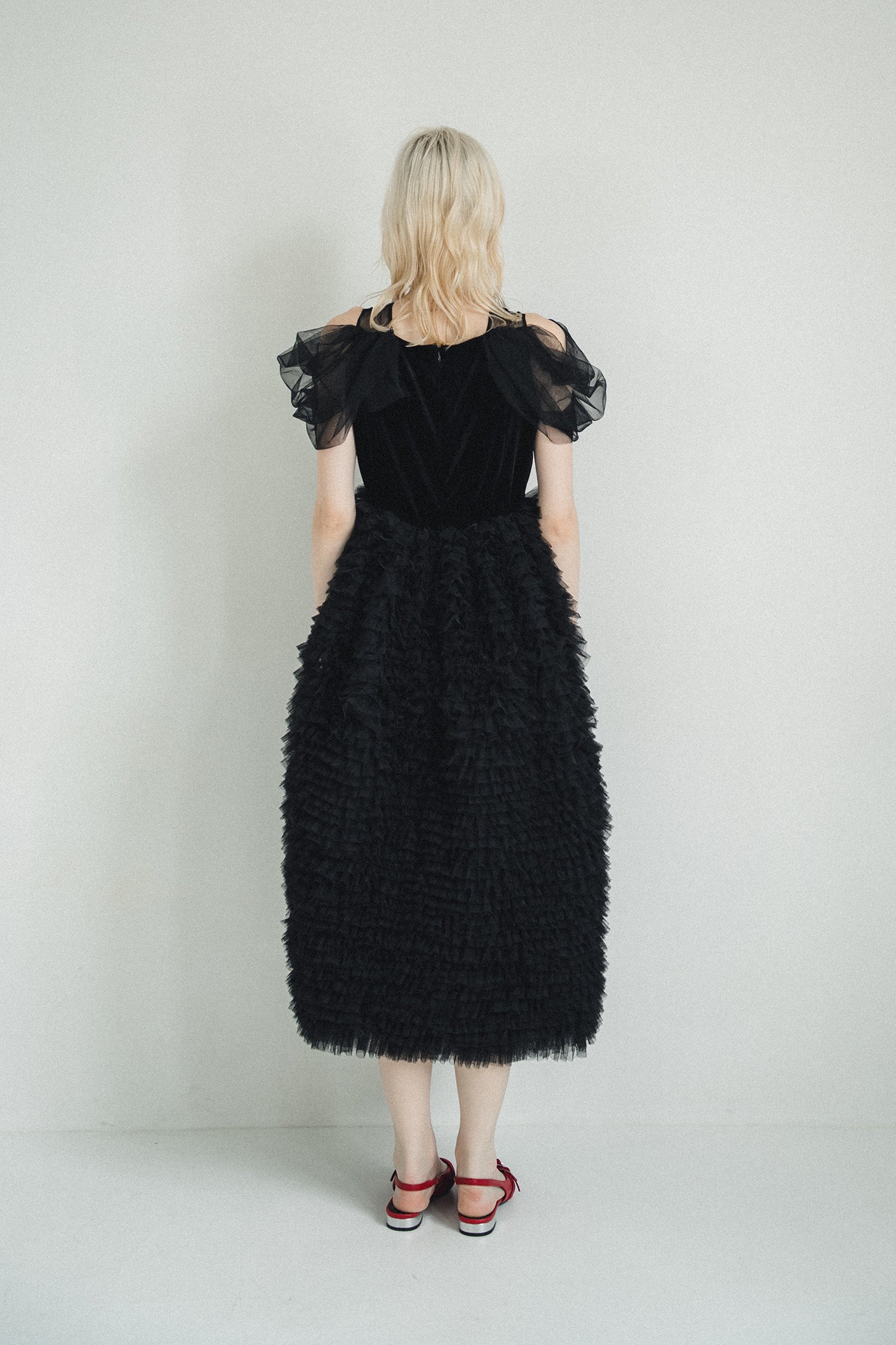 1137 Velour Ruffle Dress