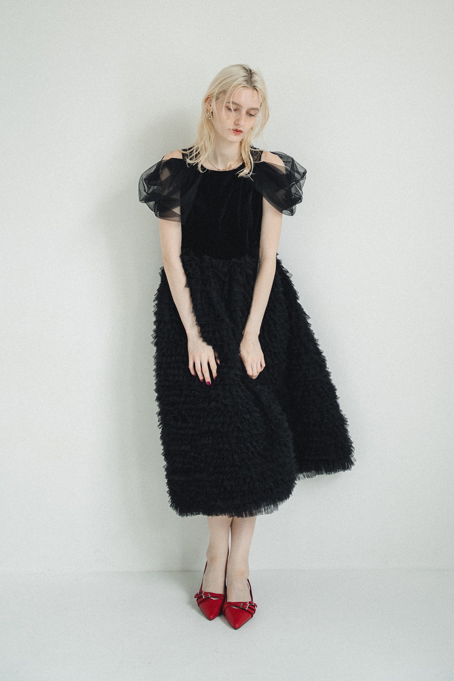 1137 Velour Ruffle Dress
