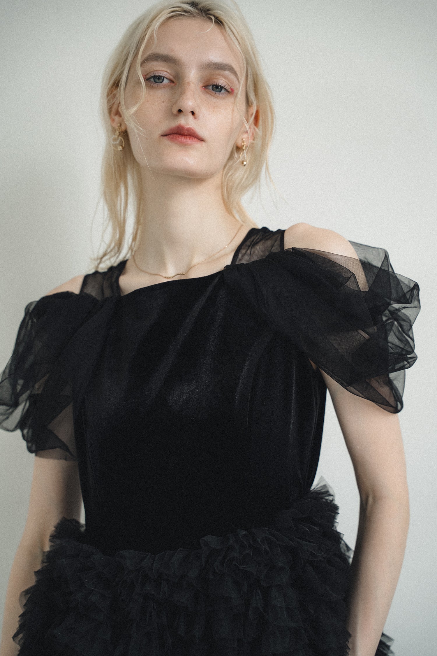 1137 Velour Ruffle Dress