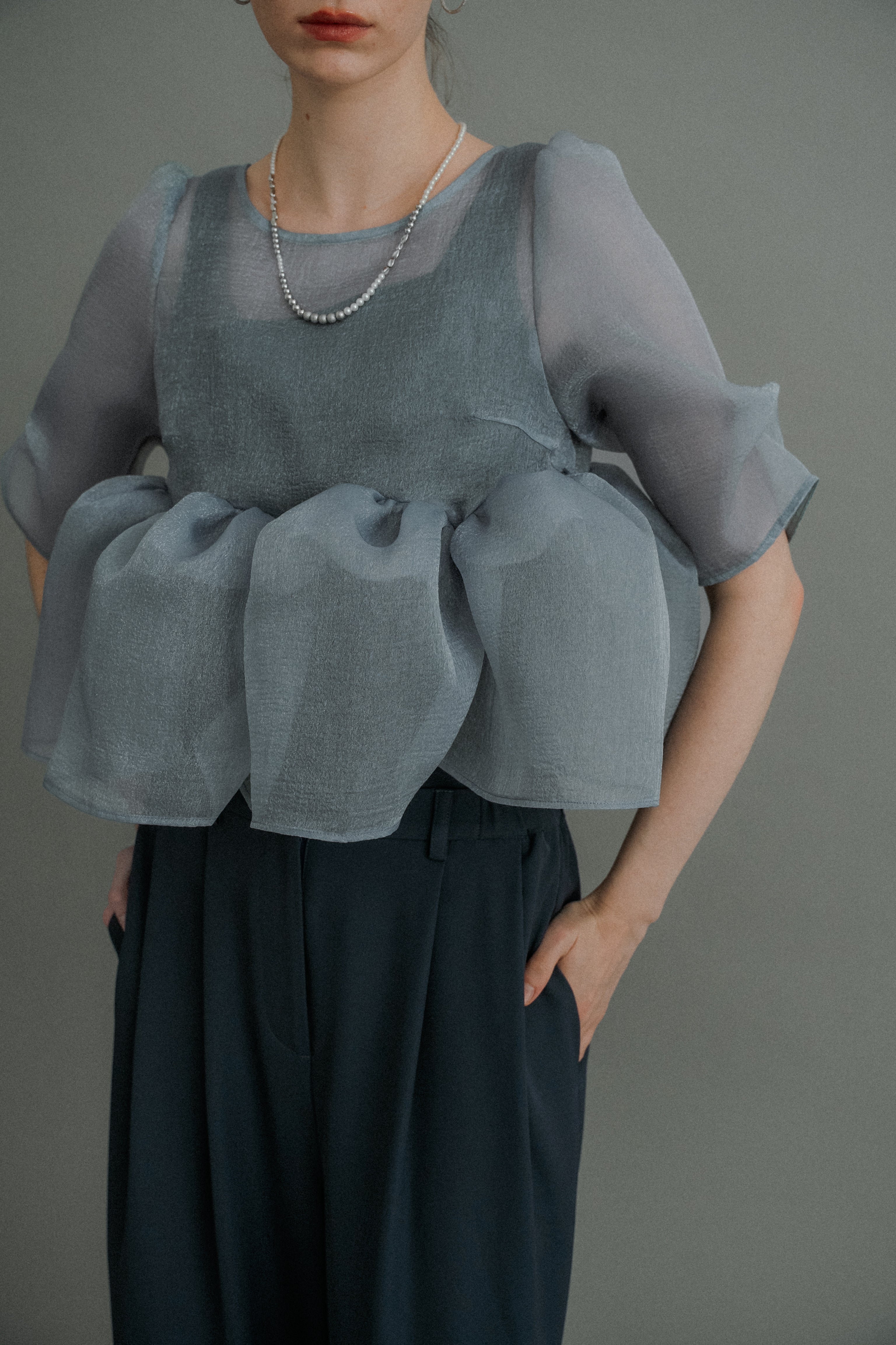 1042 Organza Peplum 3Piece