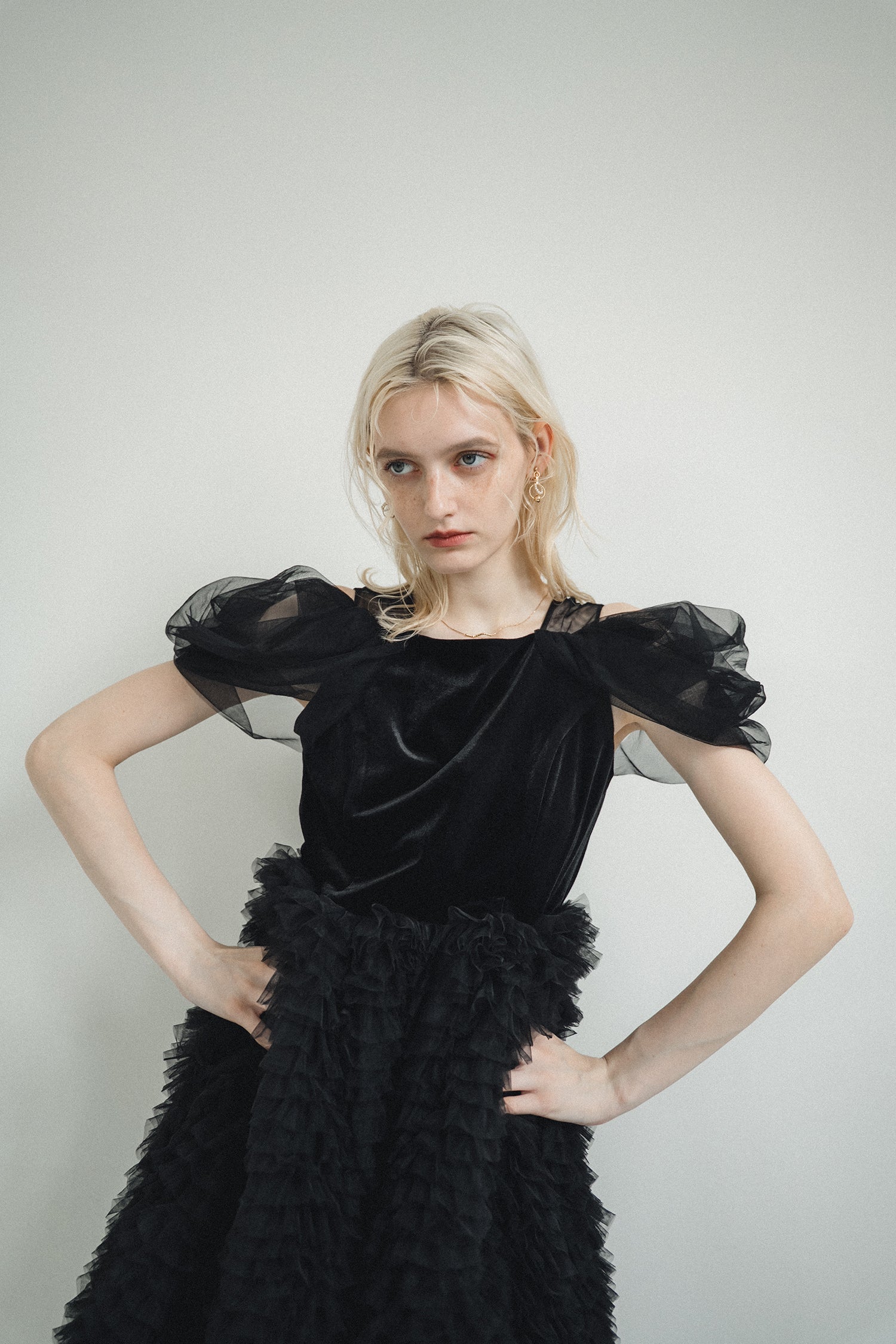 1137 Velour Ruffle Dress