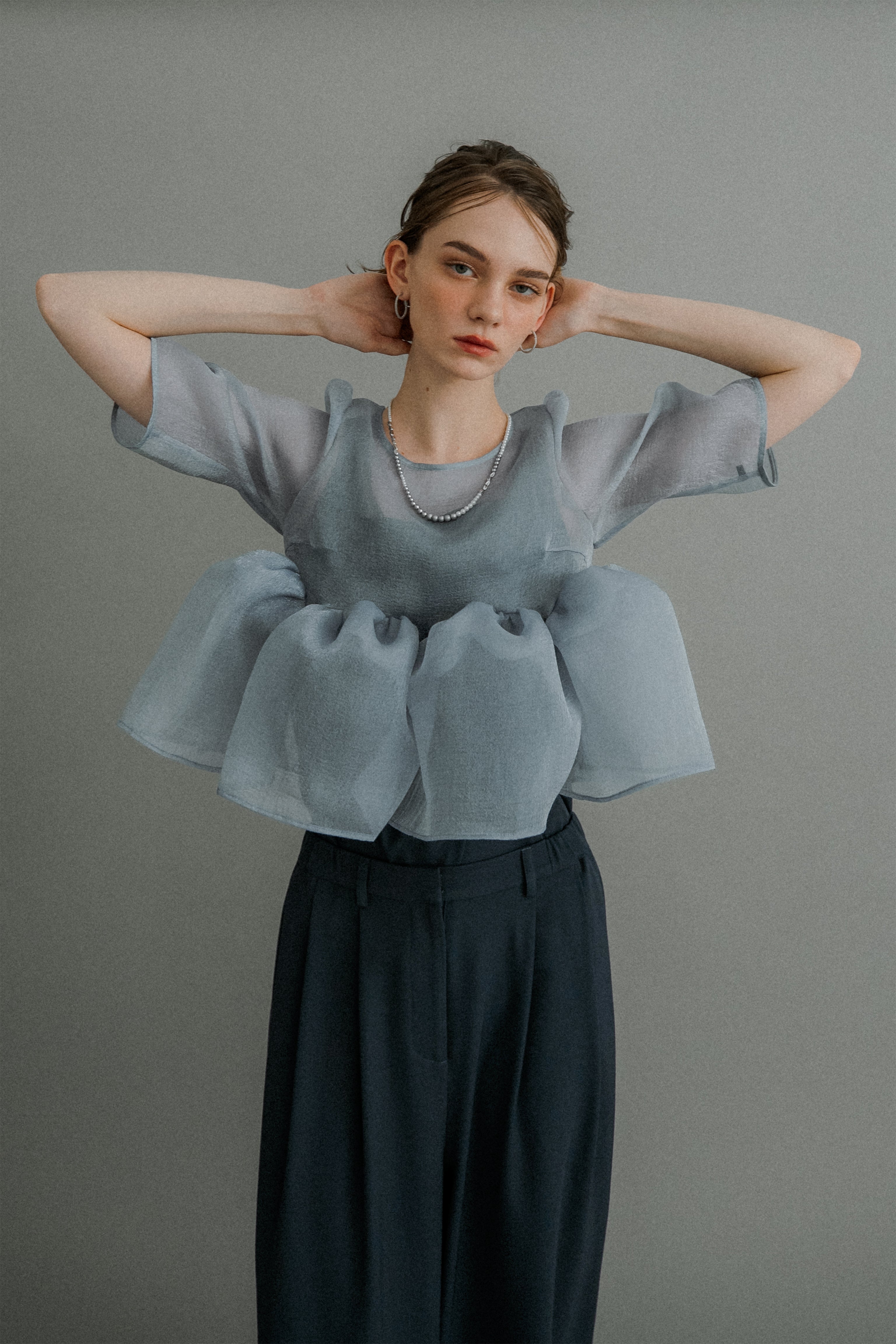 1042 Organza Peplum 3Piece