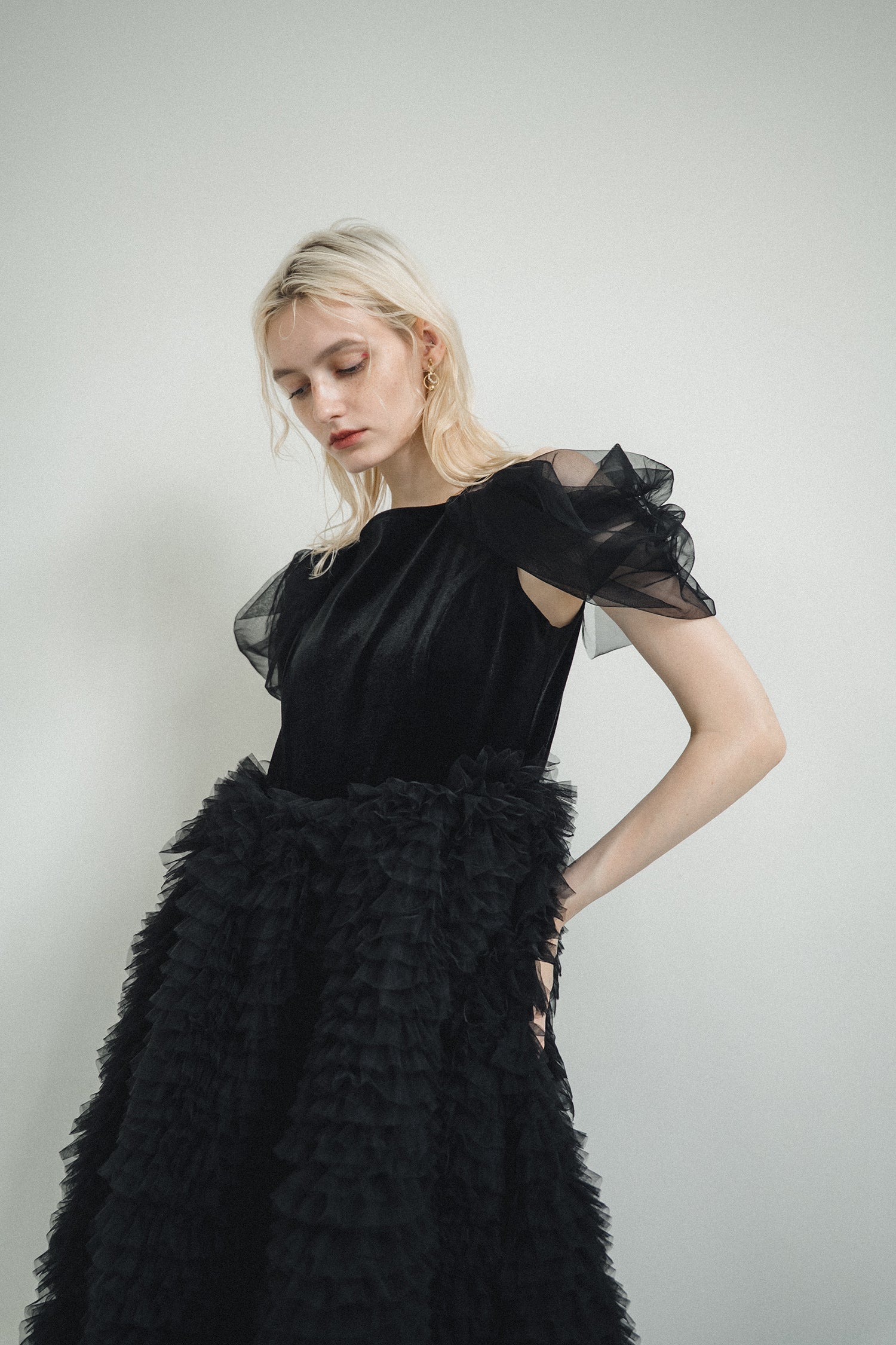 1137 Velour Ruffle Dress