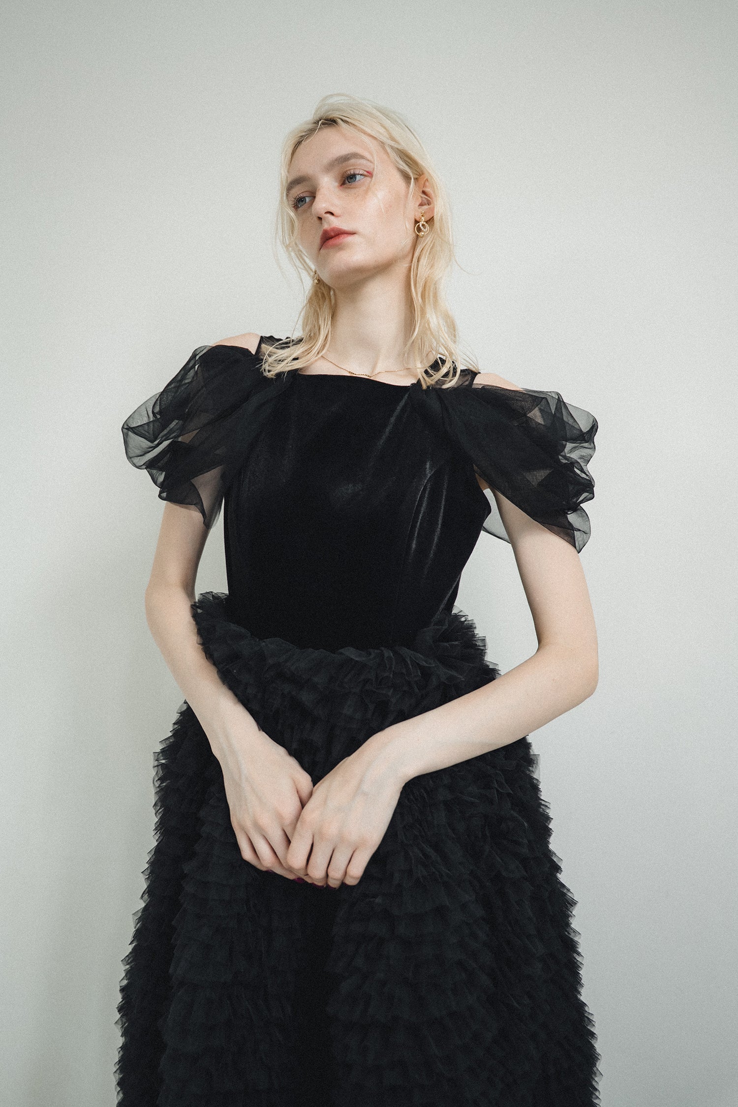 1137 Velour Ruffle Dress
