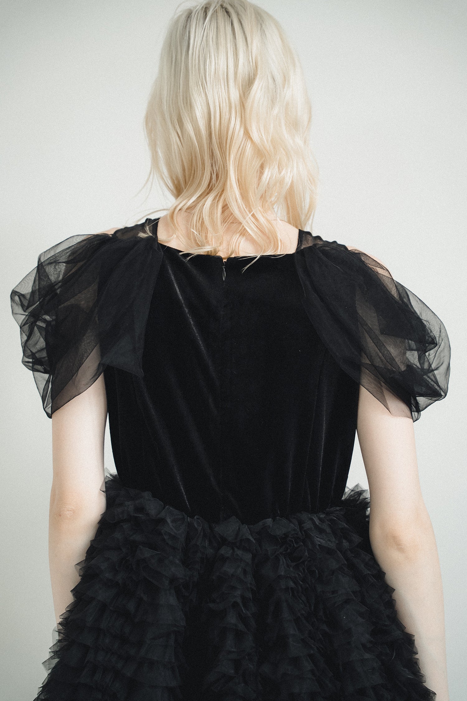 1137 Velour Ruffle Dress