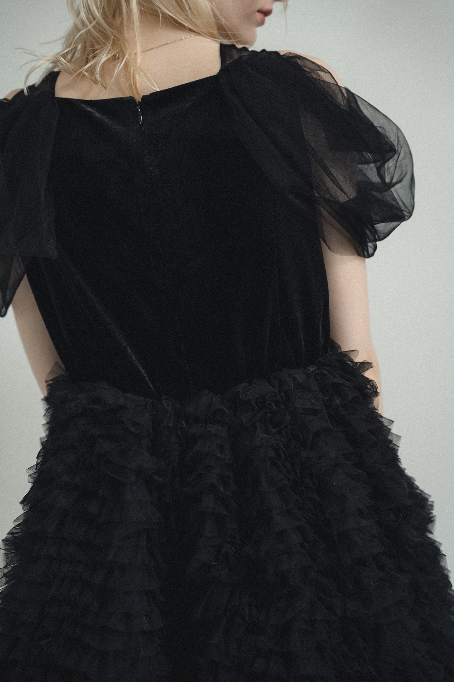 1137 Velour Ruffle Dress
